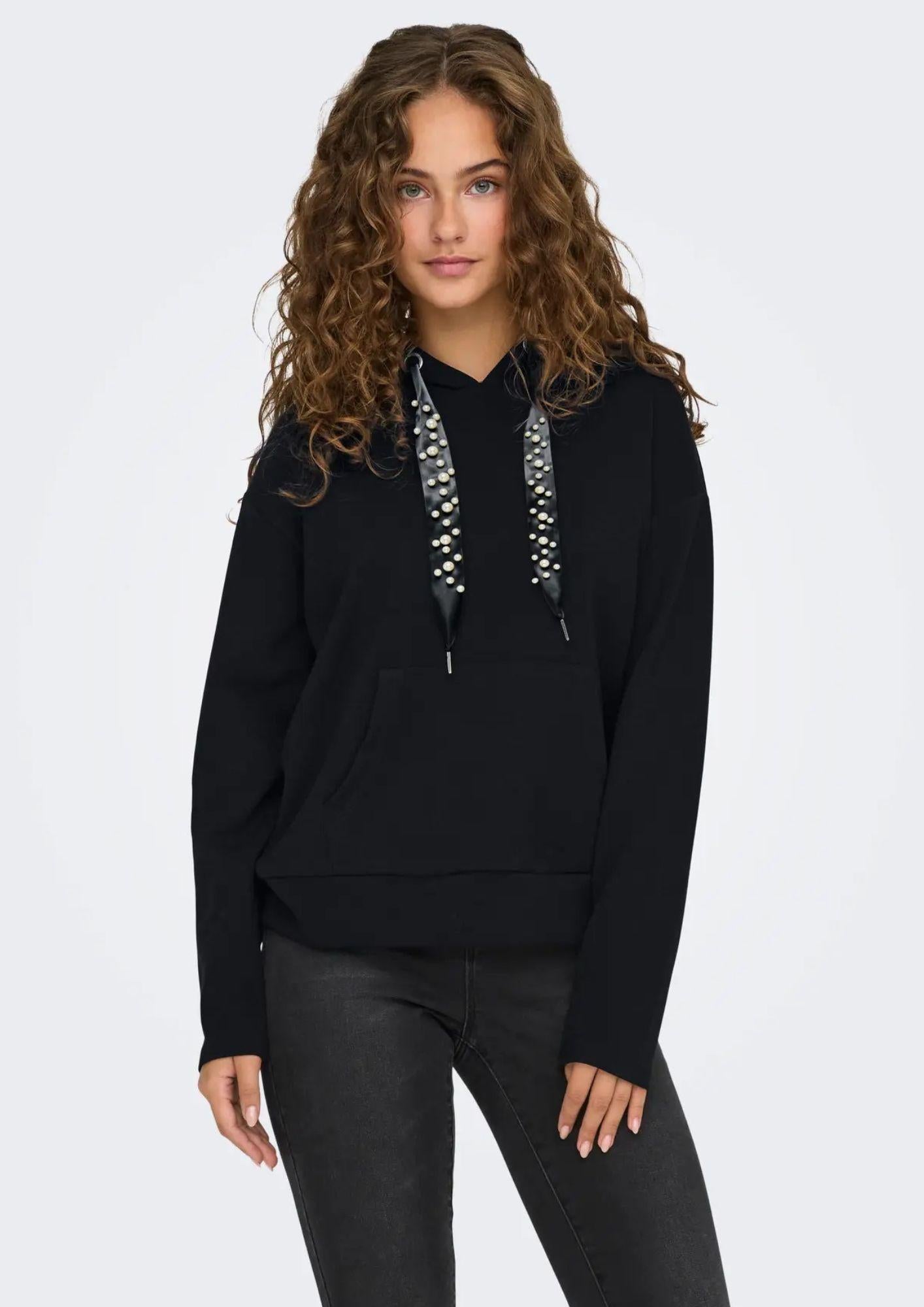 Only Felpa da donna con cappuccio Fancy Nero
