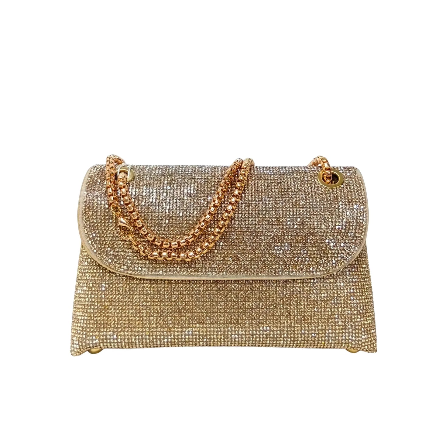 Flap Clutch Bag with Rhinestone Detail