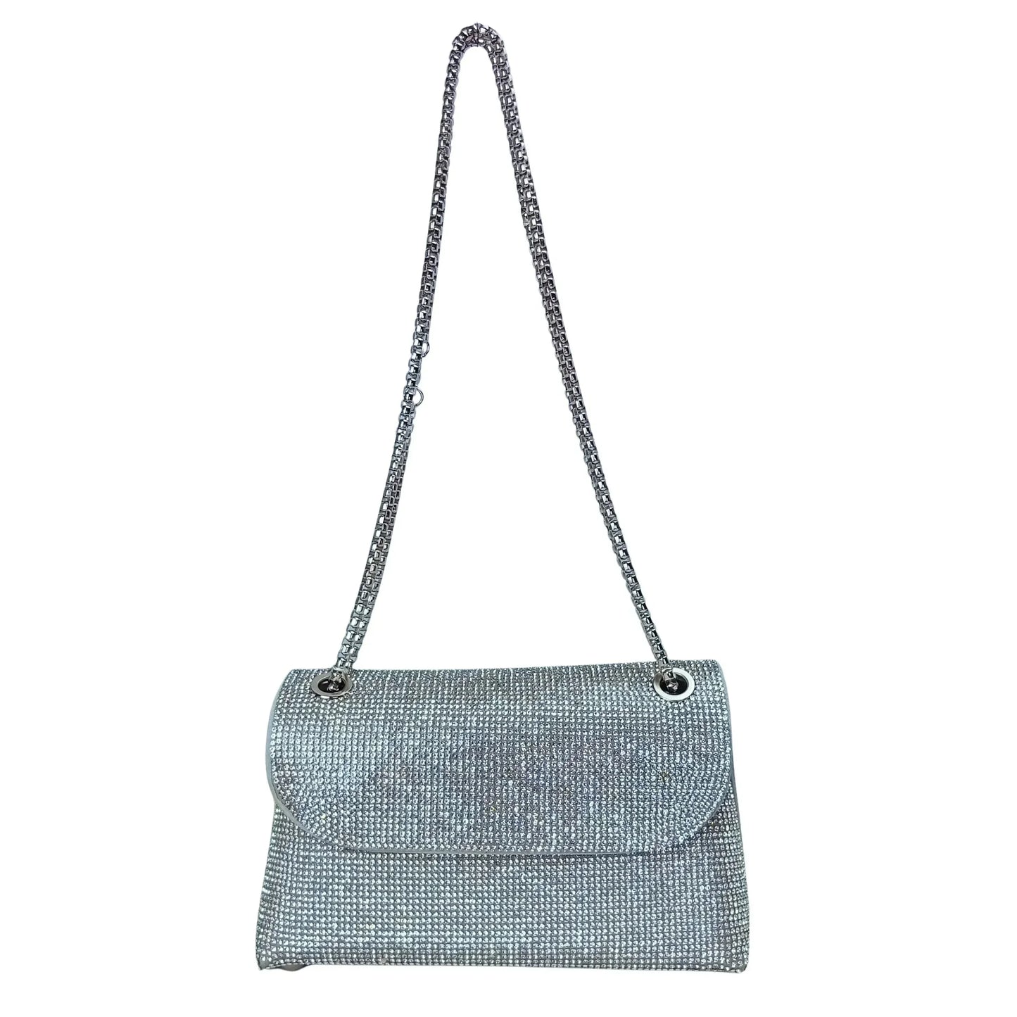 Flap Clutch Bag with Rhinestone Detail
