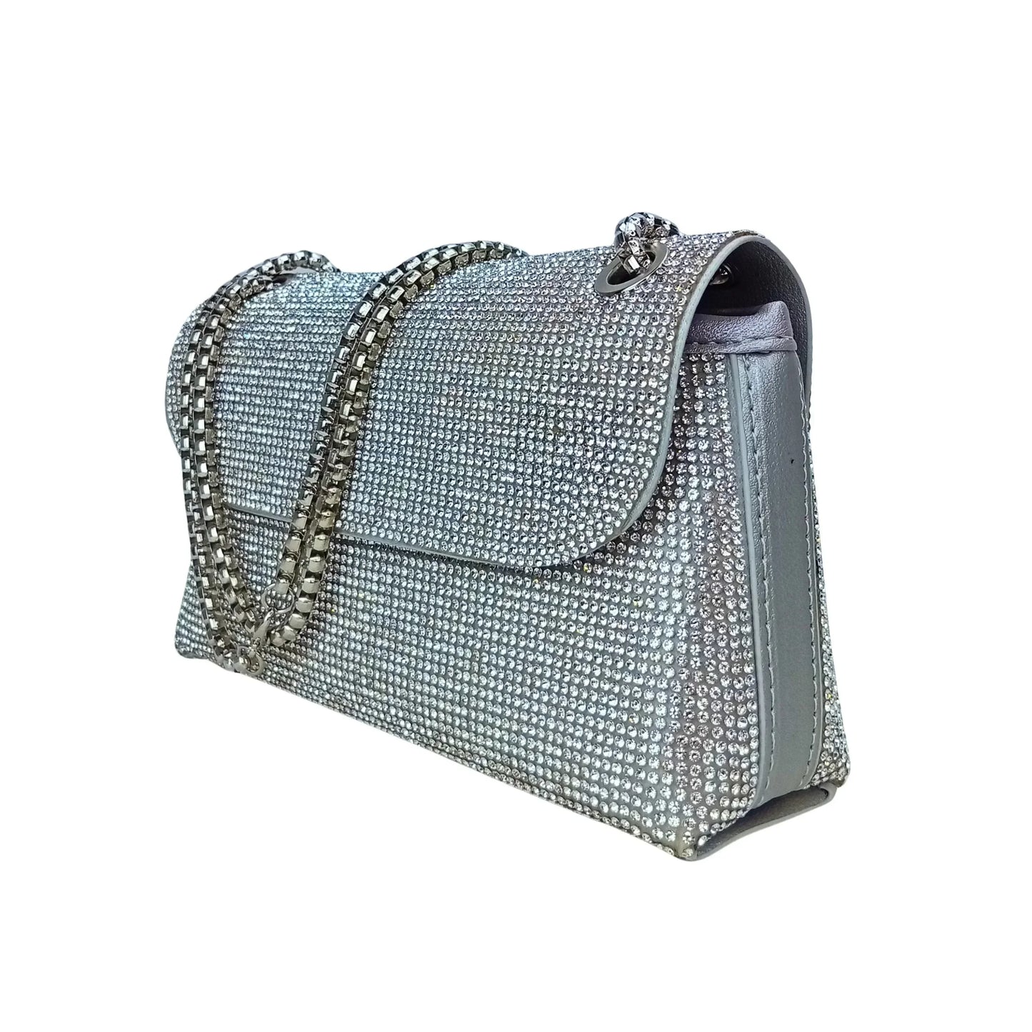 Flap Clutch Bag with Rhinestone Detail