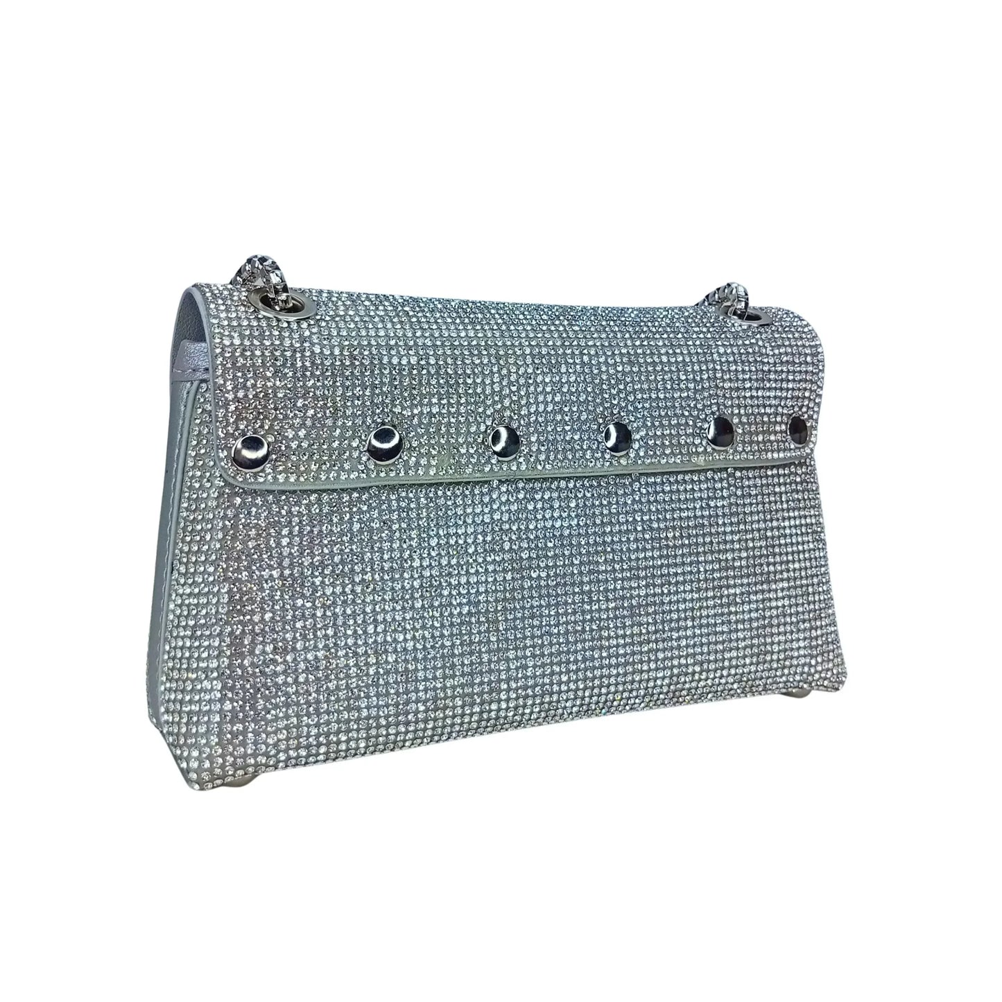 Flap Clutch Bag with Rhinestone Detail