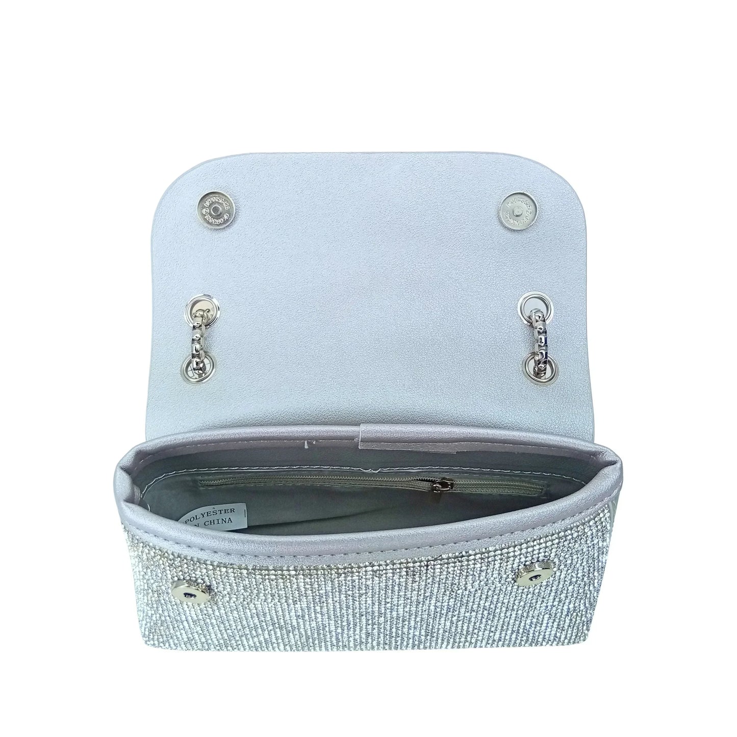 Flap Clutch Bag with Rhinestone Detail