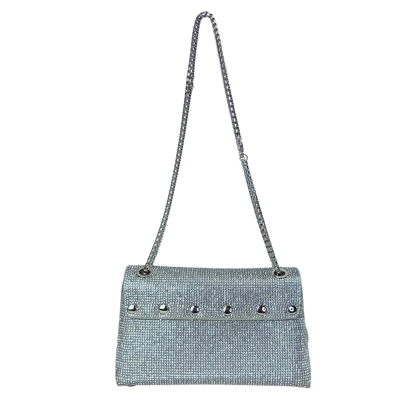 Flap Clutch Bag with Rhinestone Detail