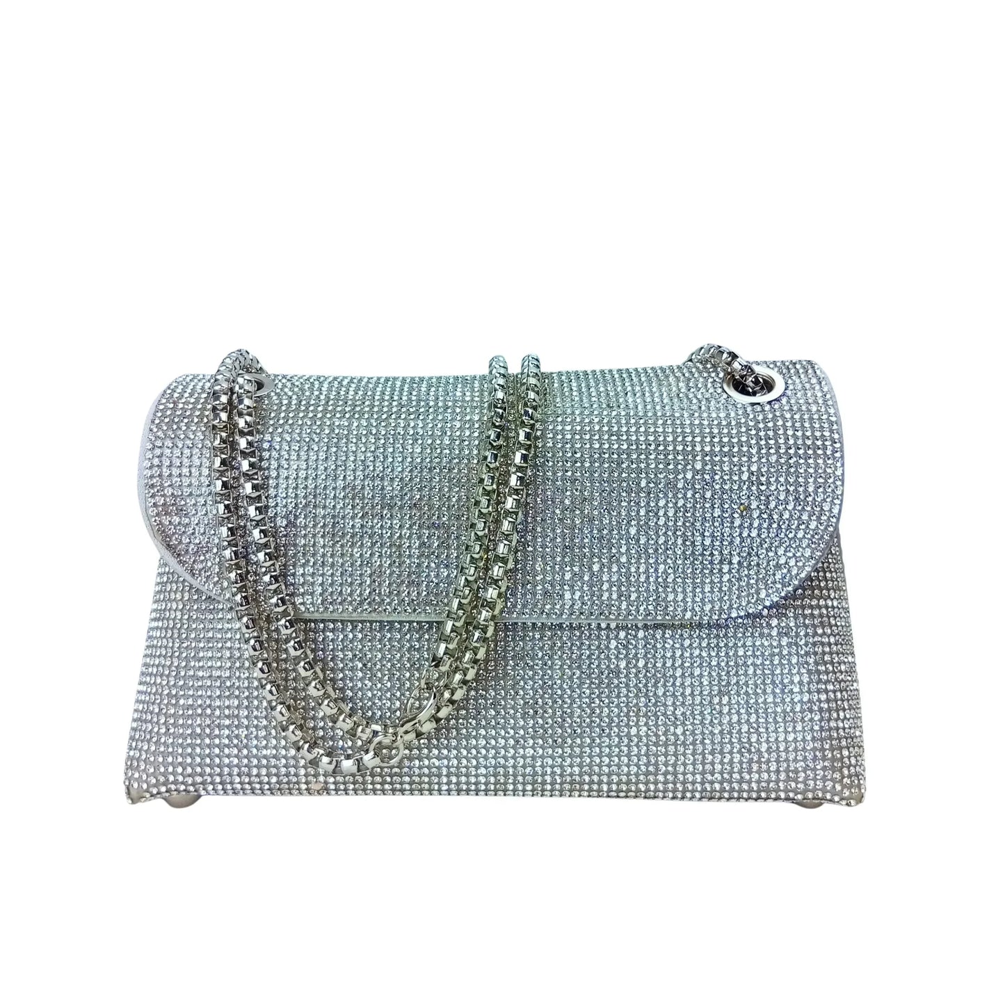Flap Clutch Bag with Rhinestone Detail