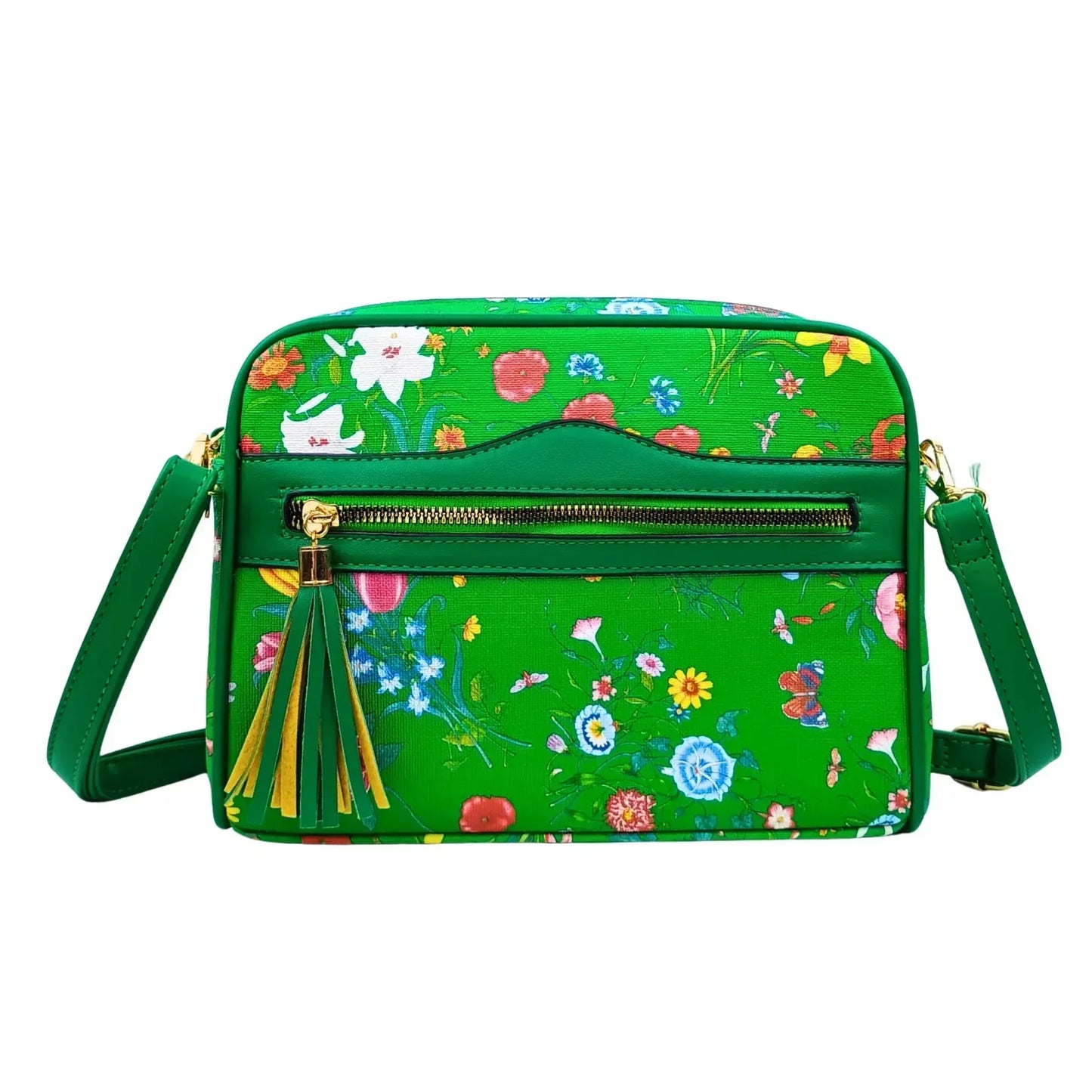 Green Flower Print crossbody bag - MS-1756