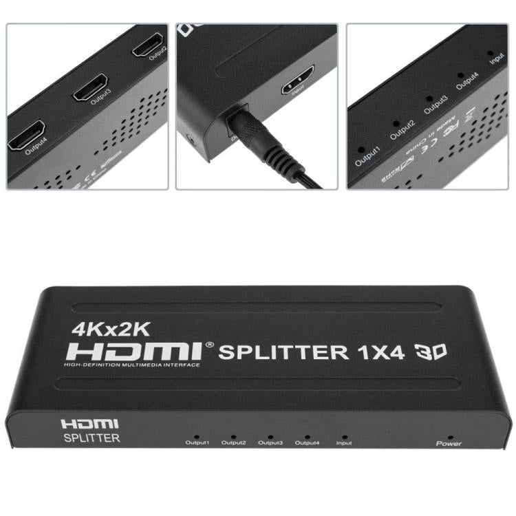 HDMI Splitter 1.4 1080P 3D 4K Full HD 4 Outputs High Resolution - DVD TV PS4 PC