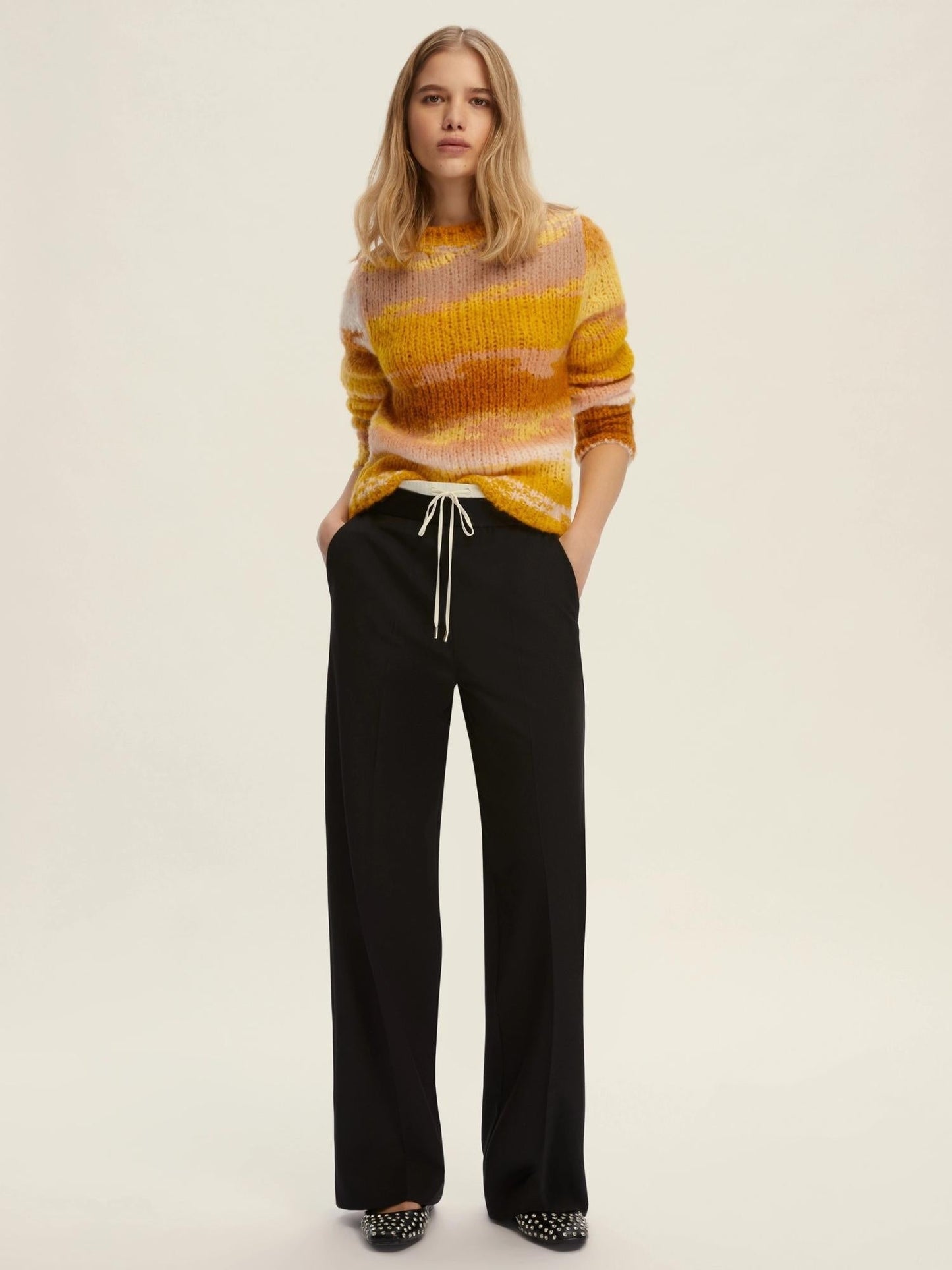 Emme Marella Pantalone con doppia cintura Donna Firenze Nero