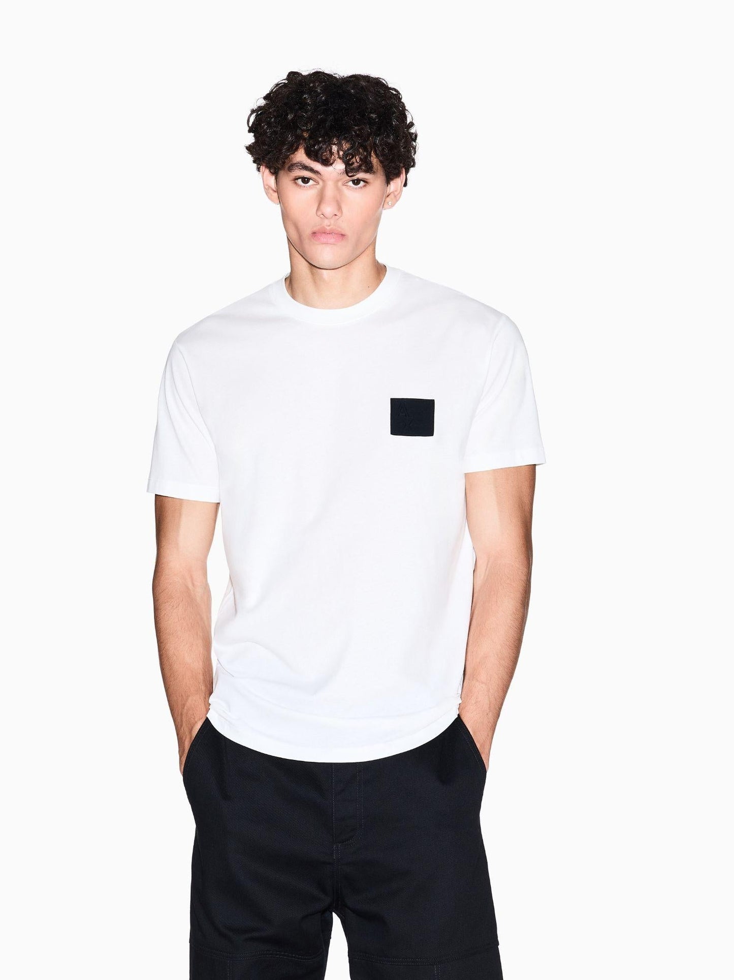 Armani Exchange T-Shirt Uomo Regular Fit con Patch Bianco