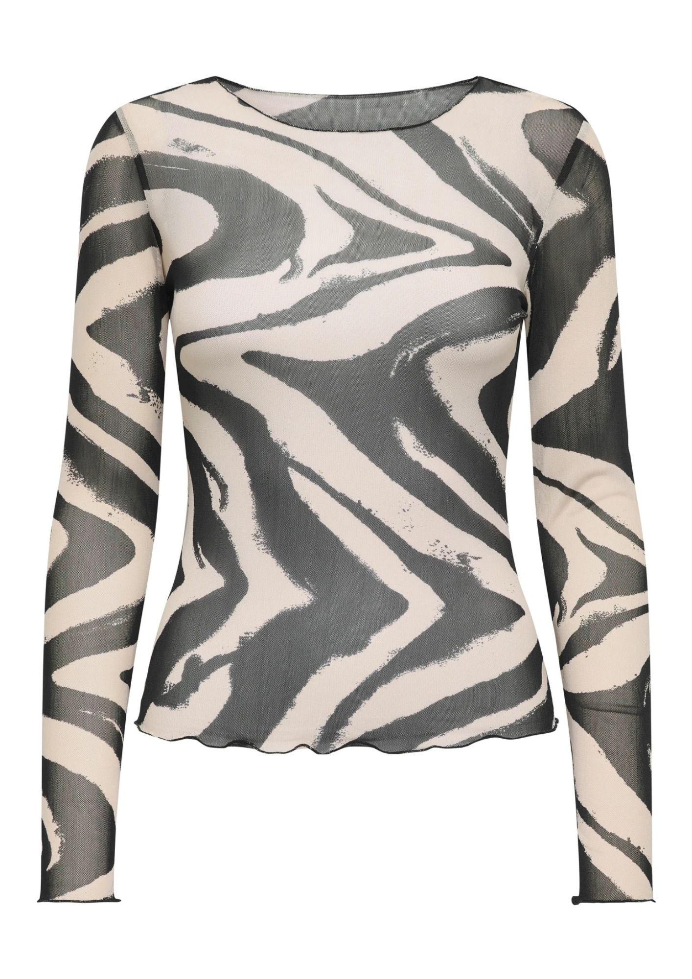 Jacqueline De Yong Top Donna Elsa Grigio e Bianco Animalier