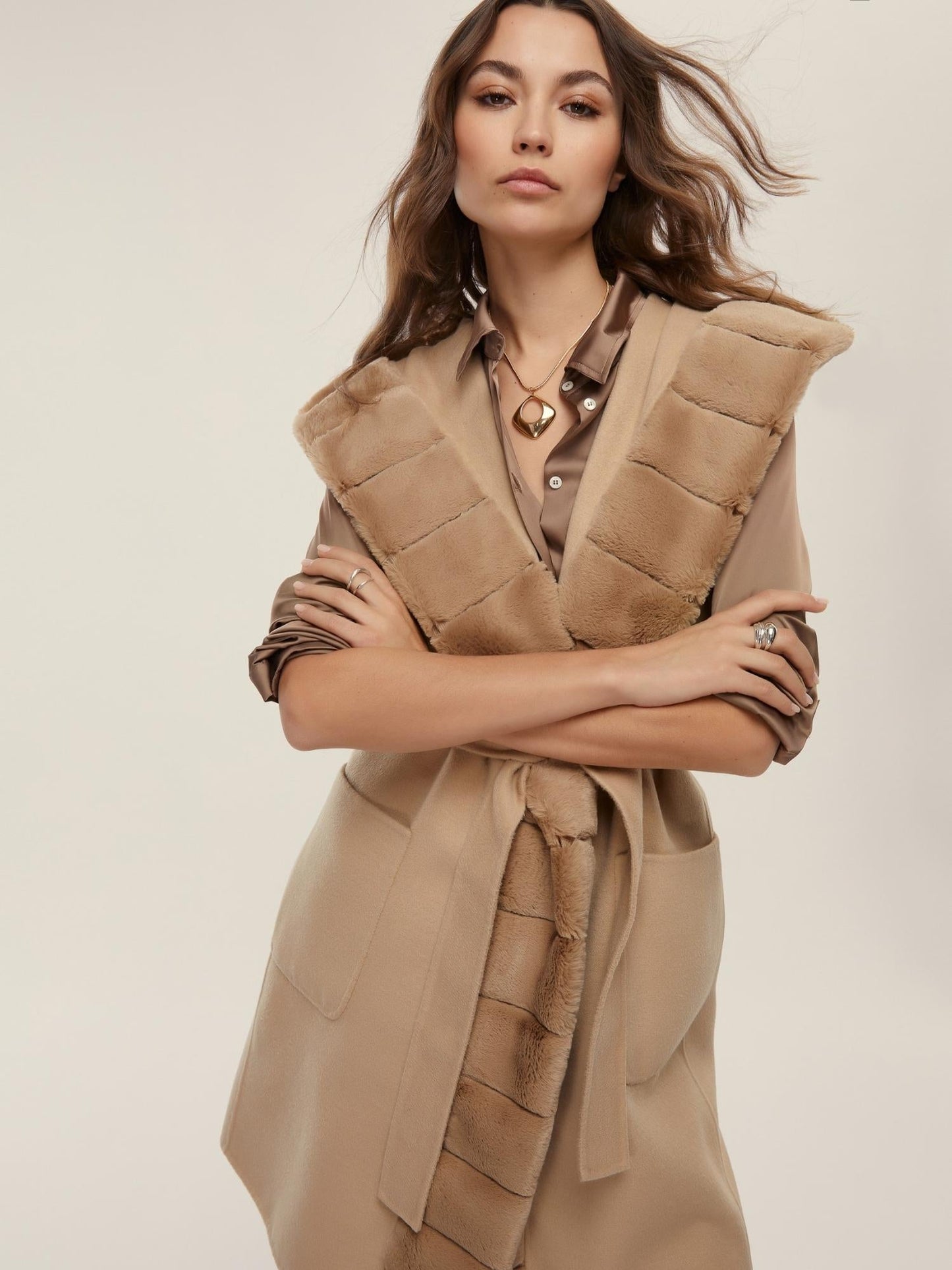 Emme Marella Gilet con cintura Donna Formosa Beige