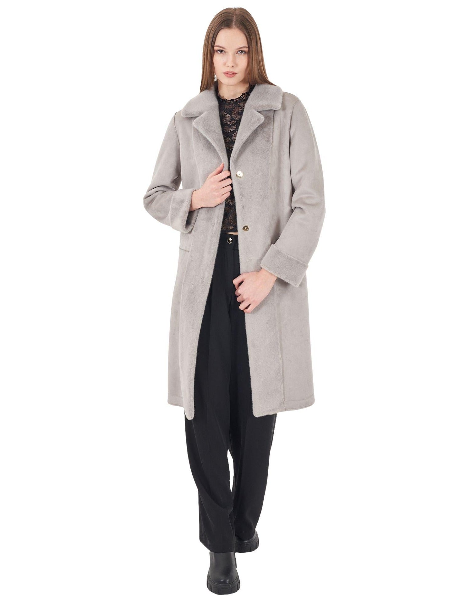 Yes Zee Cappotto Donna Reversibile Grigio Chiaro
