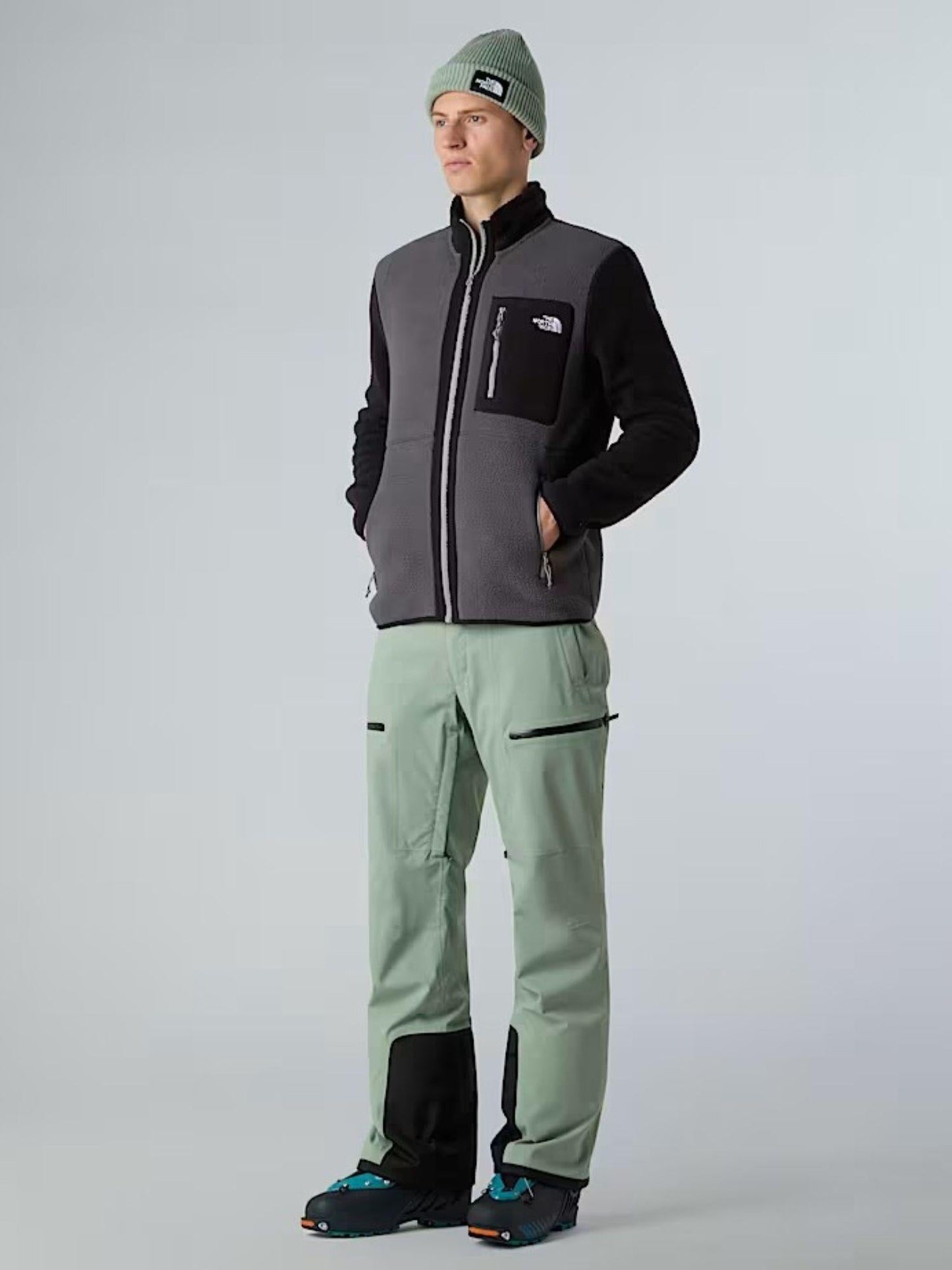 The North Face Giacca In Pile Uomo Yumiori Con Cerniera Integrale Grigio Antracite Nero Grigio Monumento