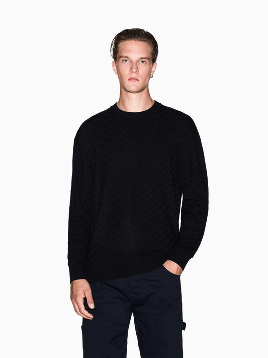 Armani Exchange Maglione girocollo in misto viscosa Uomo Nero