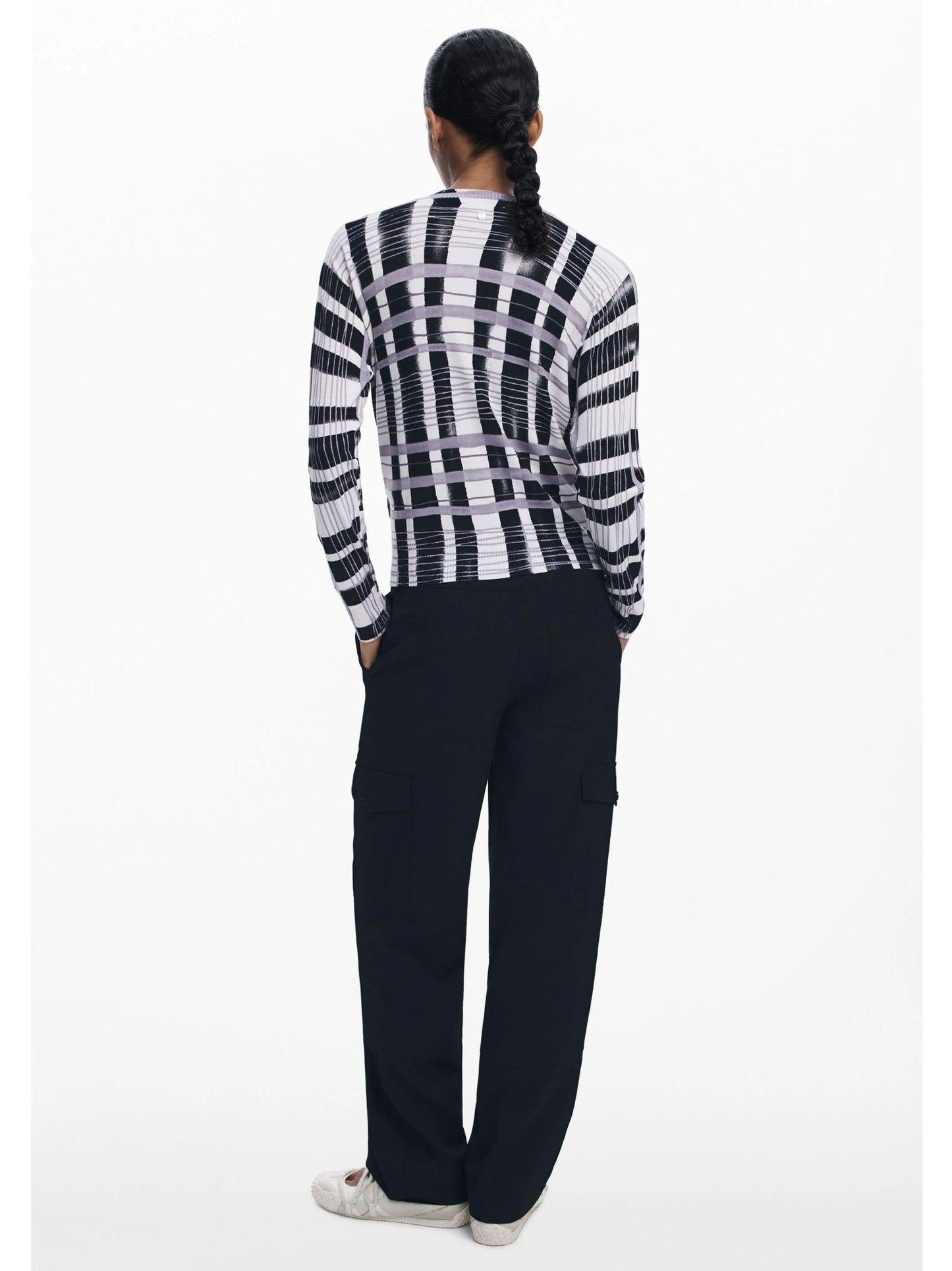 Desigual Maglione a righe mikado Donna Bianco