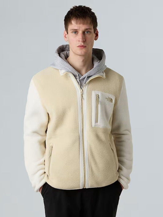 The North Face Giacca In Pile Uomo Yumiori Con Cerniera Integrale Bianco Dune Ghiaia