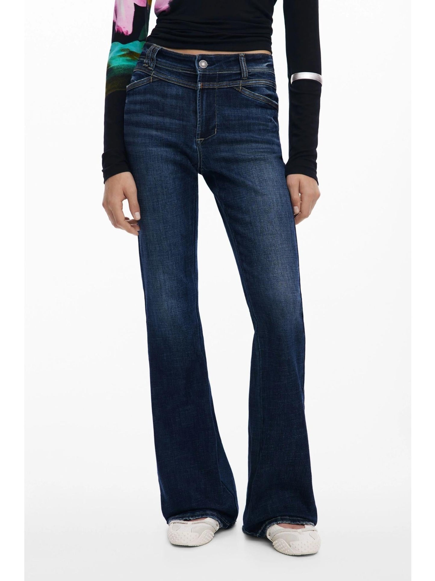 Desigual Jeans a zampa lavati Donna Blu