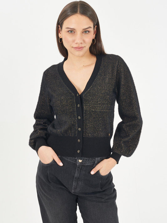 Yes Zee Cardigan Corto Donna Nero
