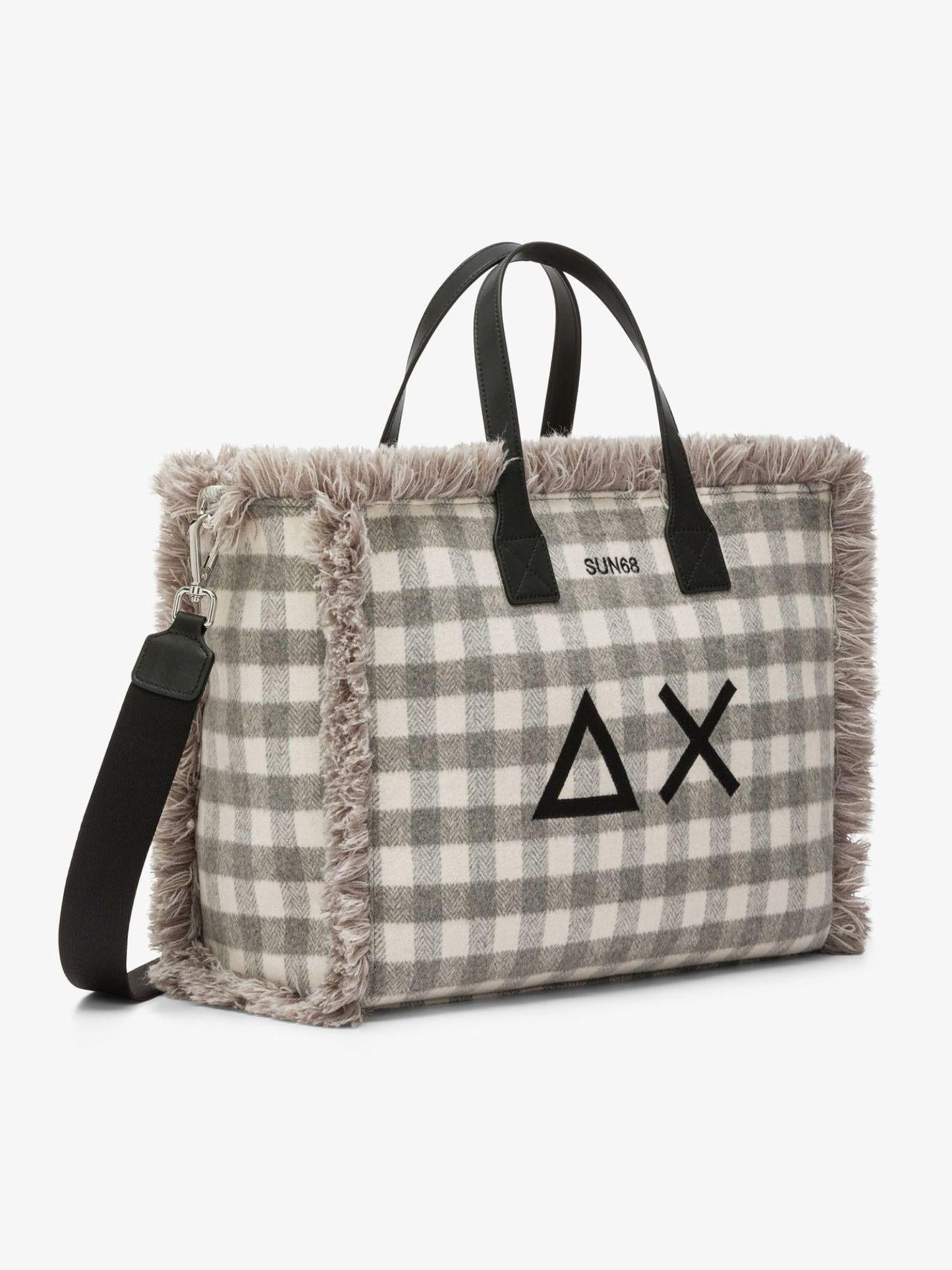 Sun68 Borsa Donna Cali Midi Tartan Grigio Medio