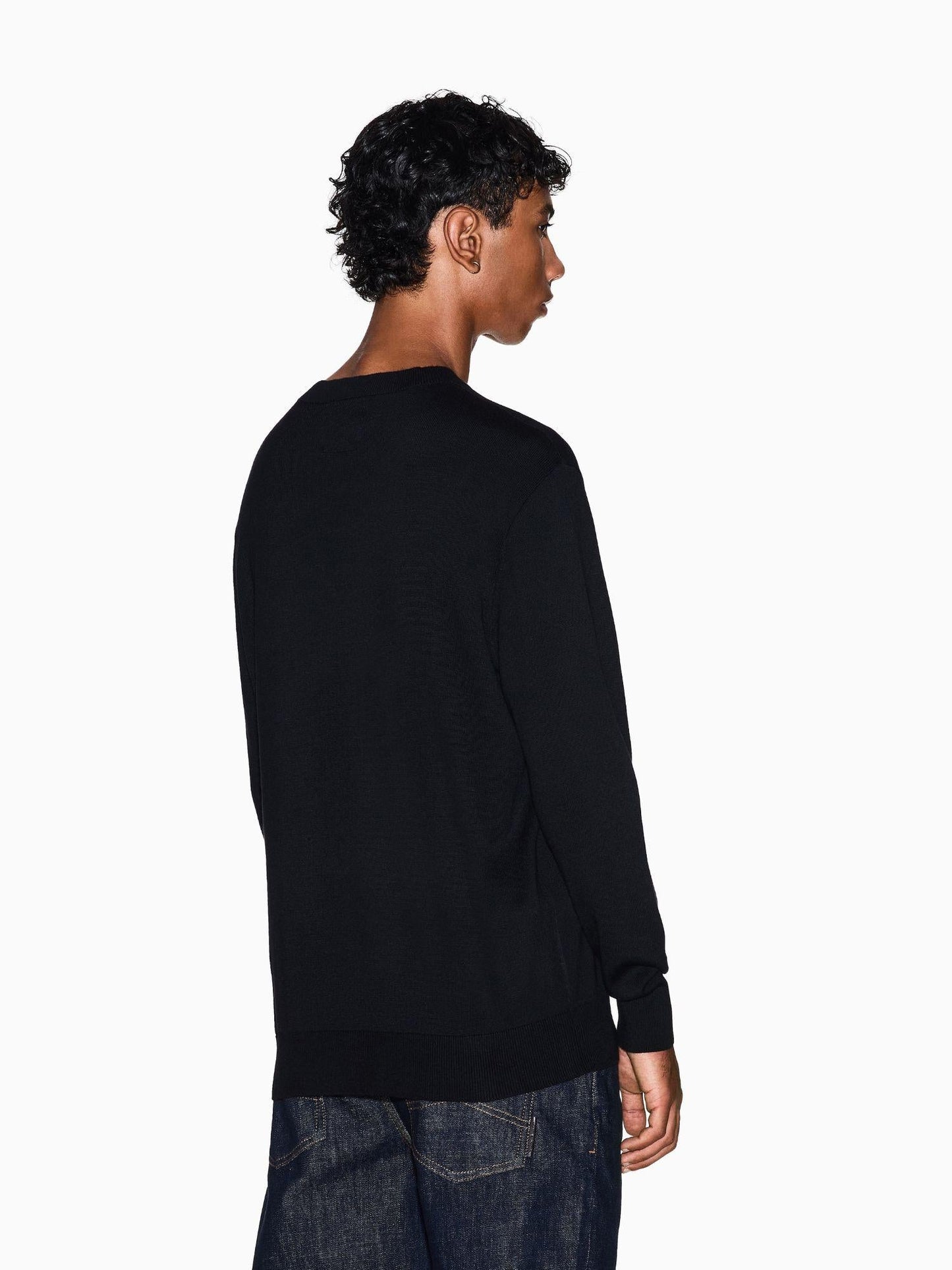 Armani Exchange Maglione girocollo in misto cotone Uomo Nero