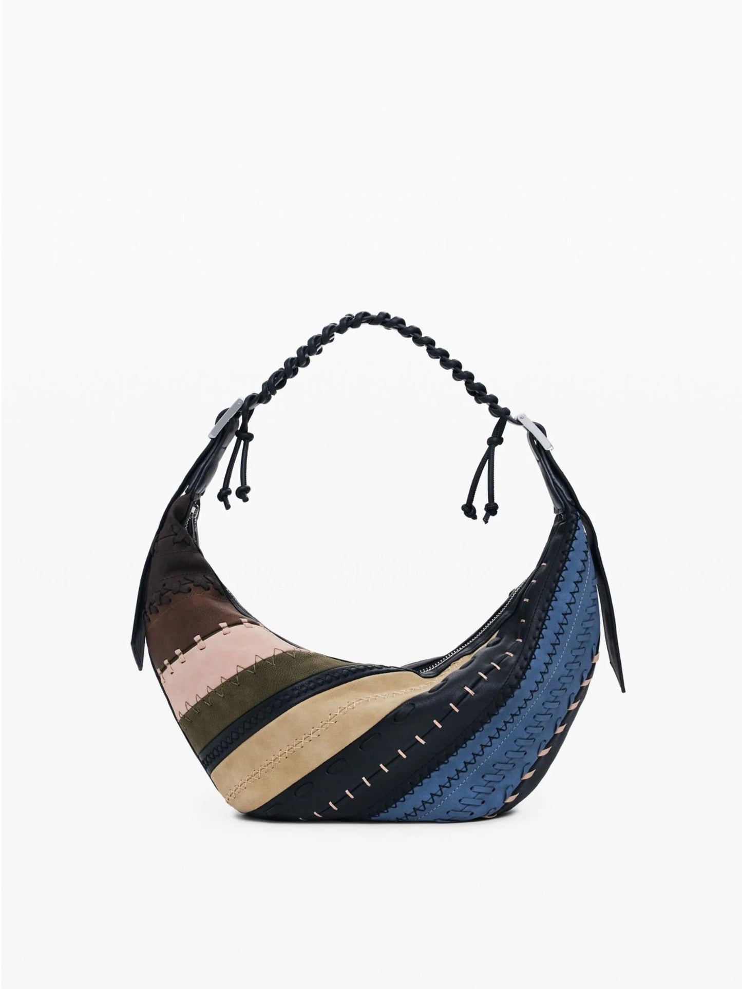 Desigual Borsa a tracolla patchwork media Donna Marrone