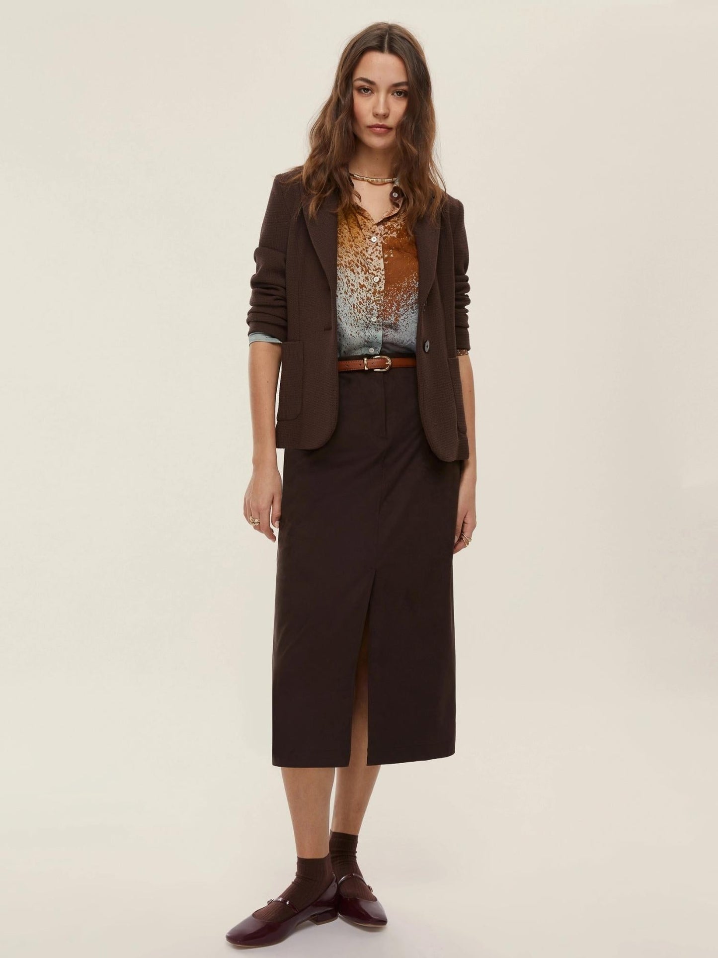 Emme Marella Gonna a tubino stretch Donna Dritto Testa di moro