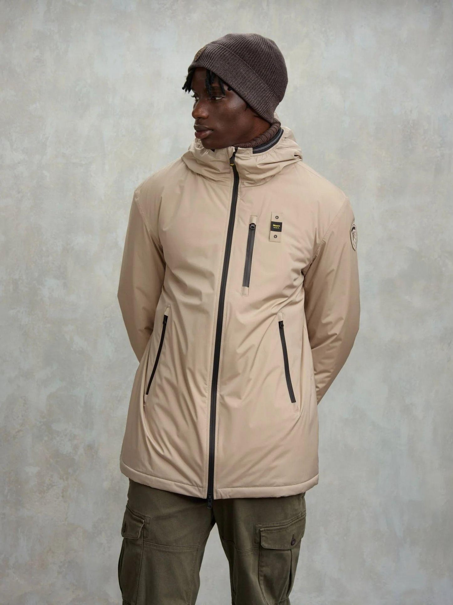 Blauer Trench Jarvis Uomo Beige