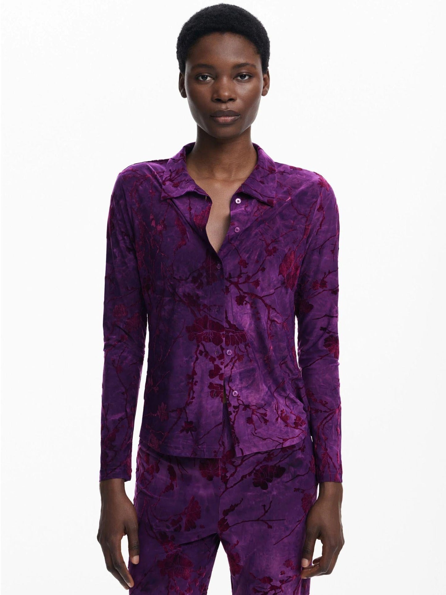 Desigual Maglietta abbottonata orientale Donna Viola