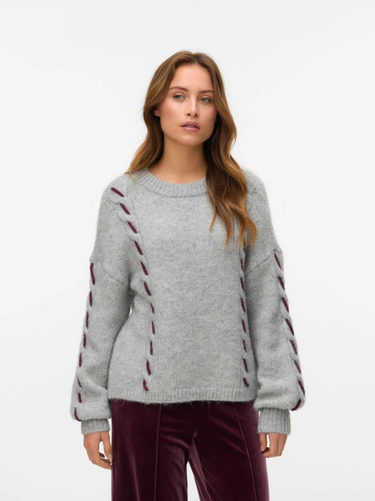 Vero Moda Maglione Donna Ilina Light Grey Melange