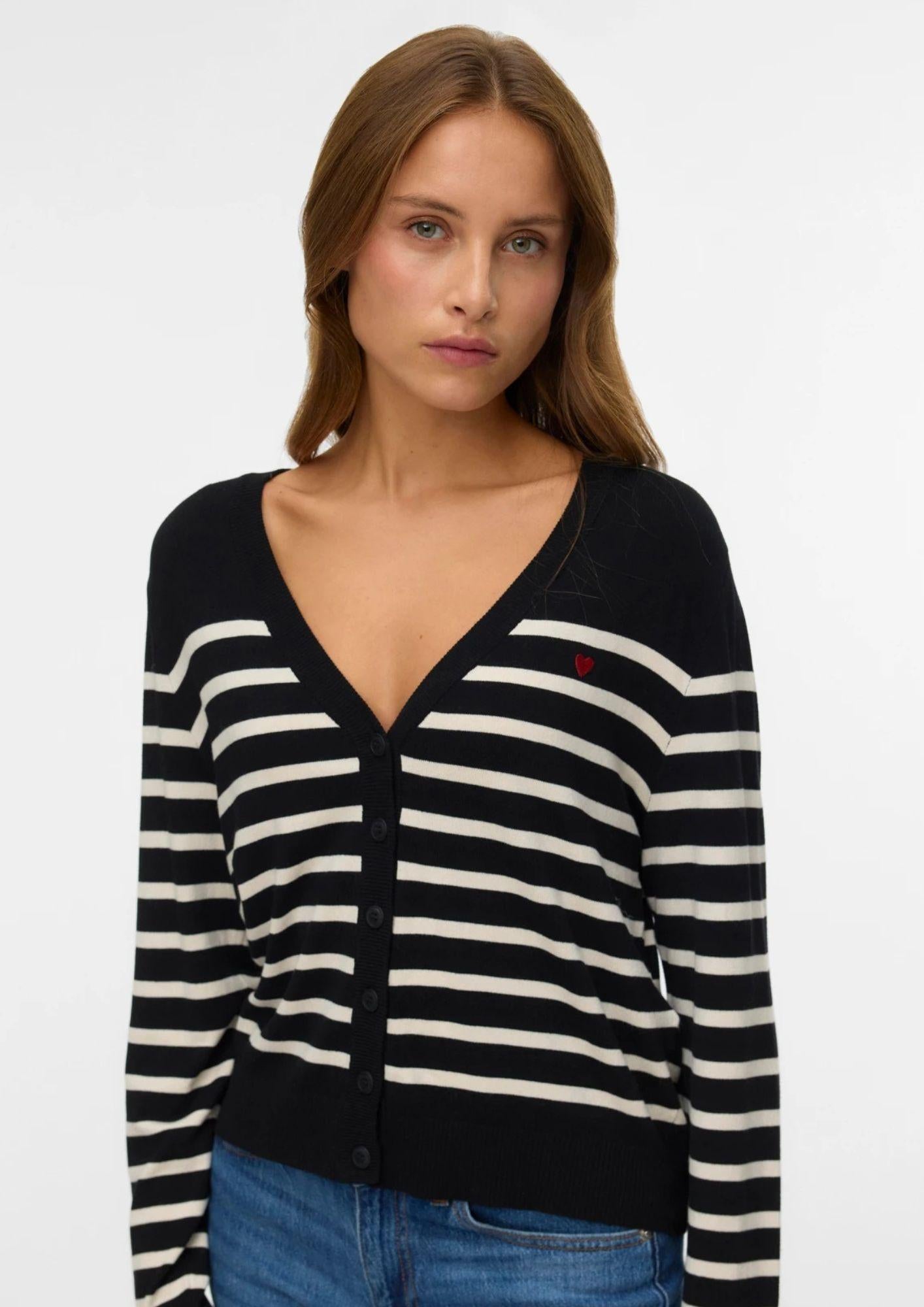 Vero Moda Cardigan Donna Nero e Bianco