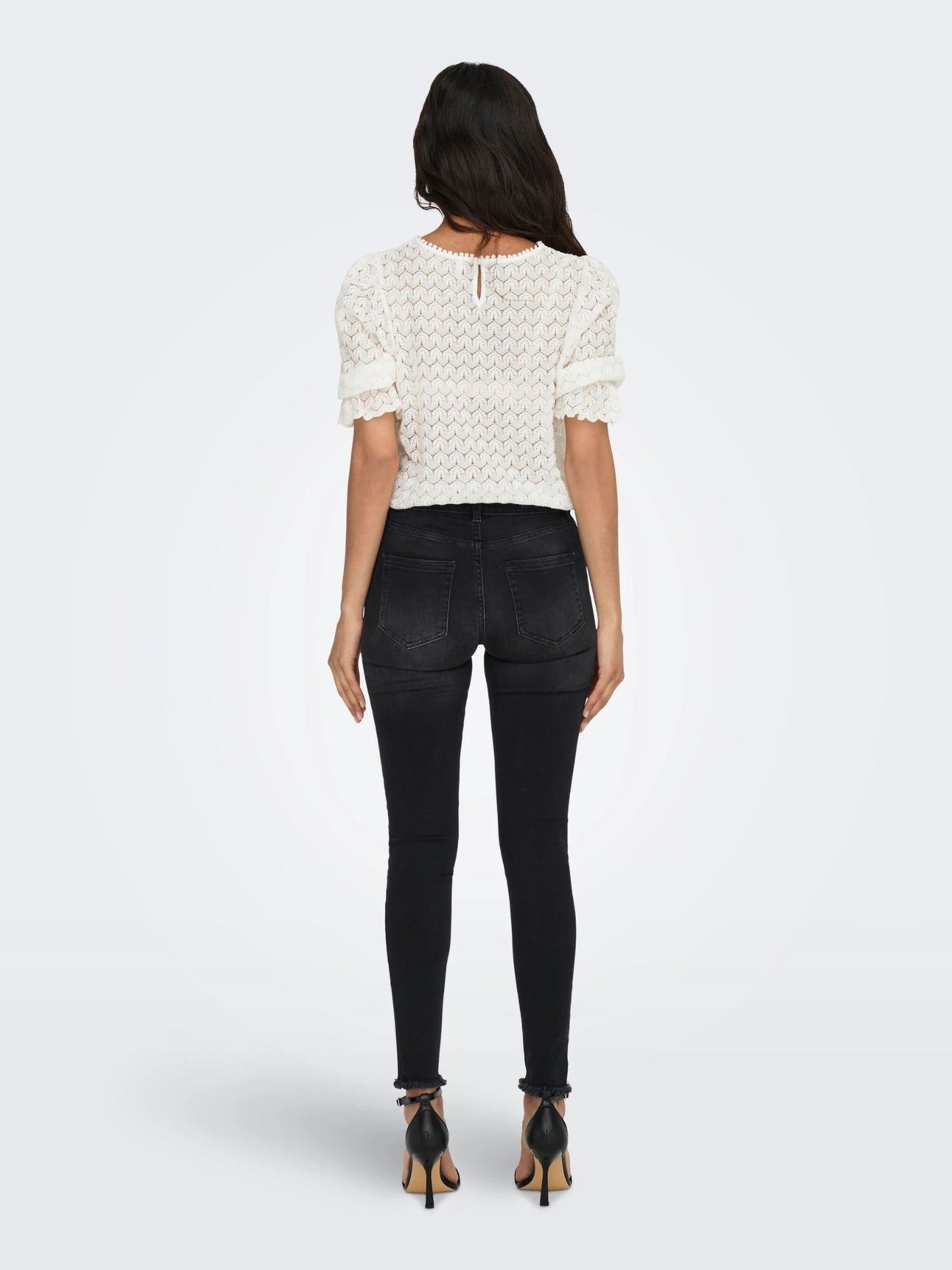 Only Jeans Donna Blush A Vita Media Skinny Fit Black Denim