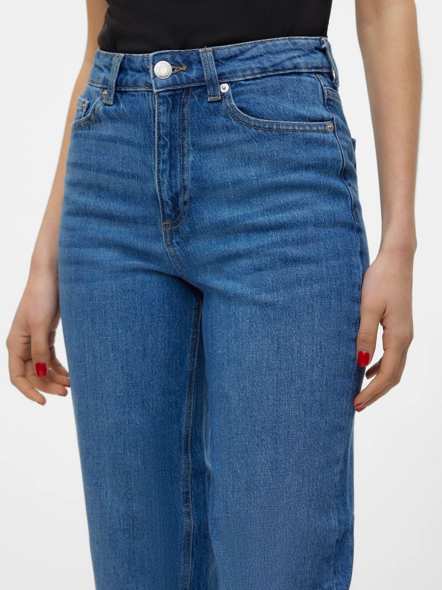 Vero Moda Jeans Donna Tessa A Vita Alta Mom Fit Medium Blue Denim