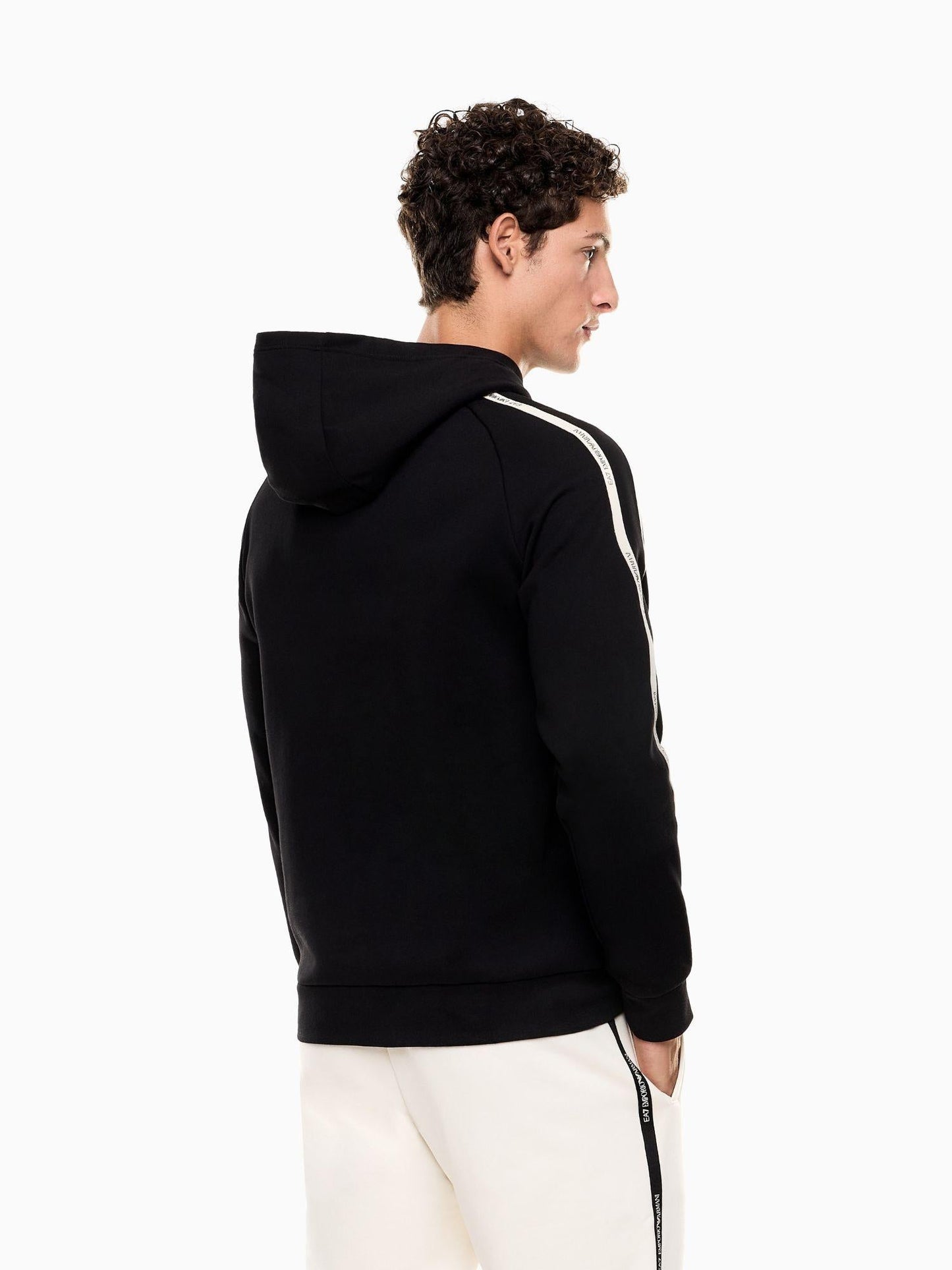 EA7 Emporio Armani Felpa Uomo Logo Series Con Cappuccio In Misto Cotone Nero