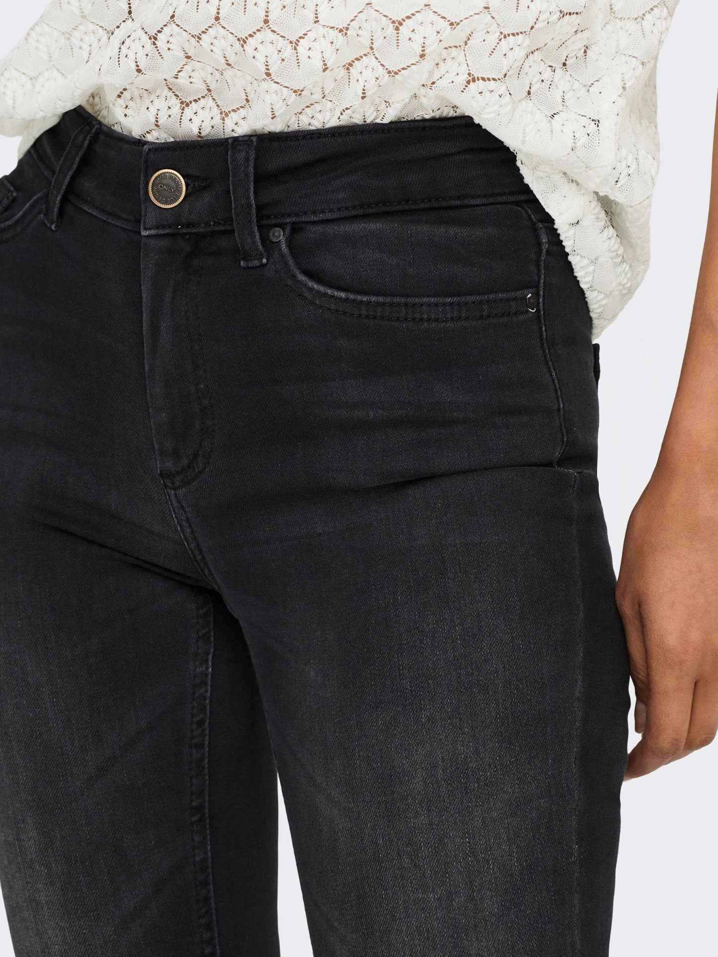 Only Jeans Donna Blush A Vita Media Skinny Fit Black Denim