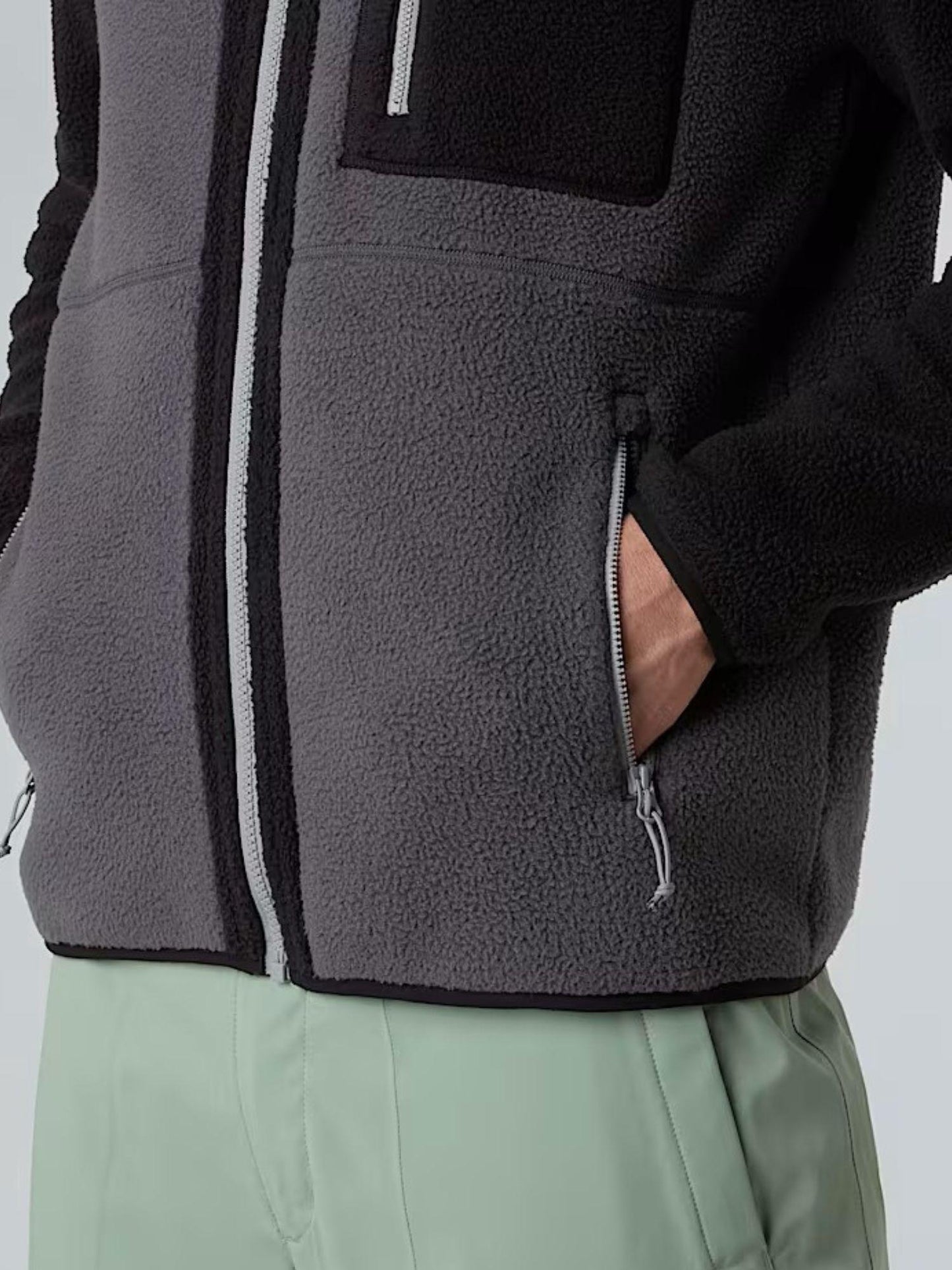 The North Face Giacca In Pile Uomo Yumiori Con Cerniera Integrale Grigio Antracite Nero Grigio Monumento
