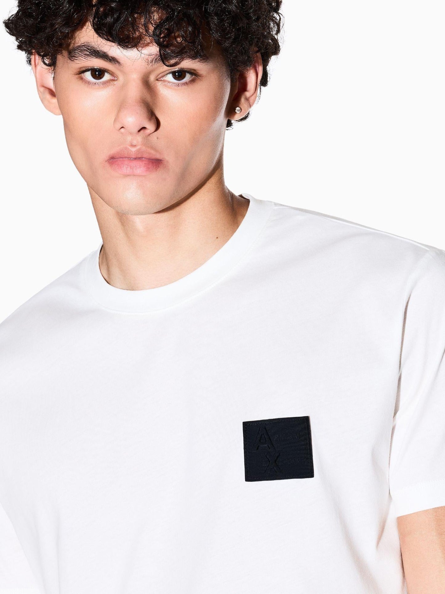 Armani Exchange T-Shirt Uomo Regular Fit con Patch Bianco