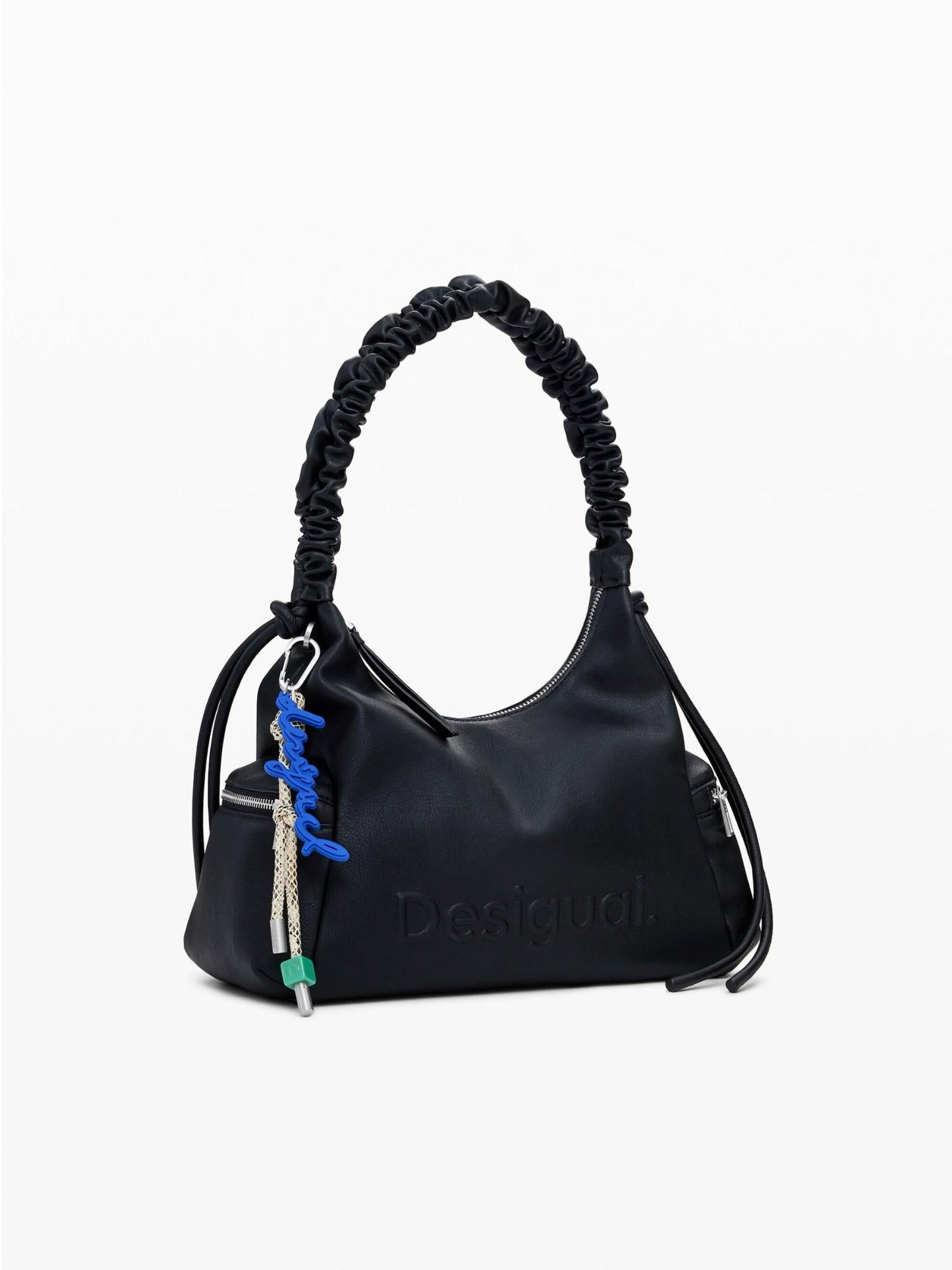 Desigual Borsa logo 3D con manico arricciato media Donna Nero