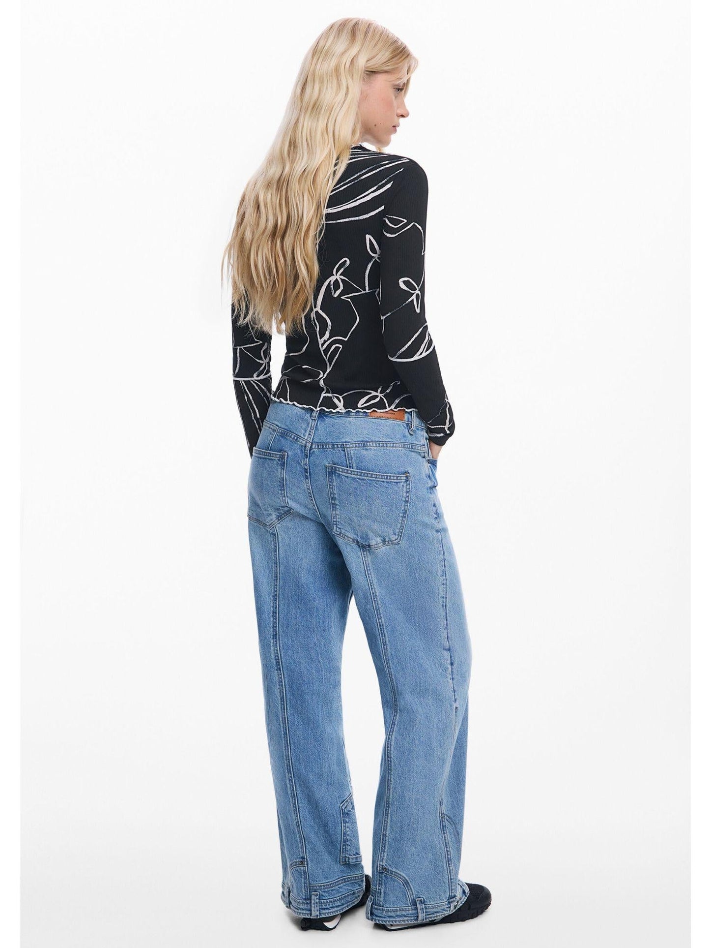 Desigual Maglietta silhouette vasi Donna Nero