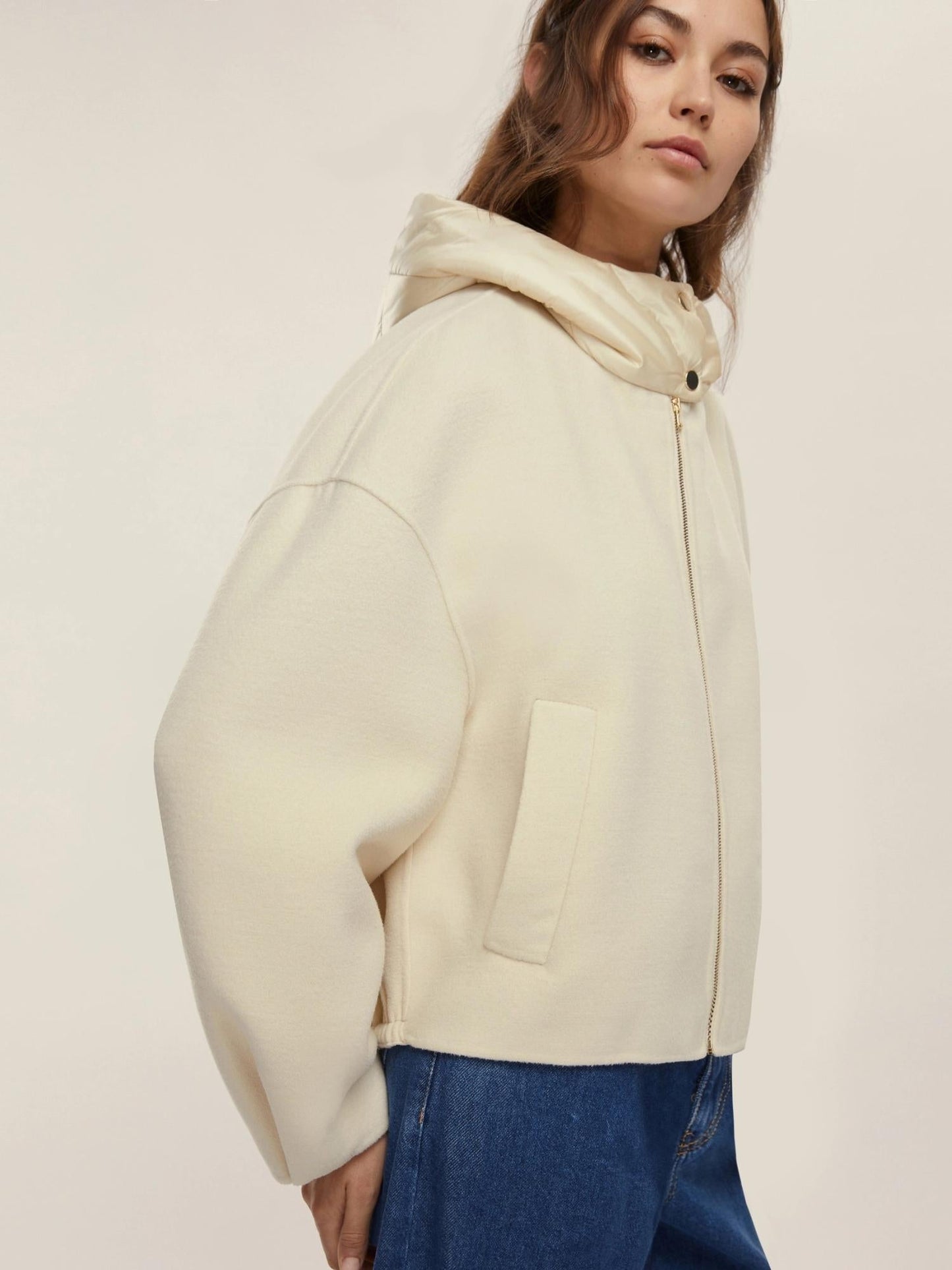 Emme Marella Giacca Bomber con Cappuccio Donna Eritea Panna