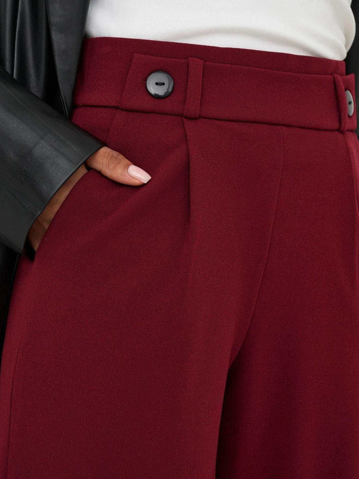Jacqueline De Yong Pantaloni A Gamba Larga Donna Geggo Wide Leg Fit Cabernet