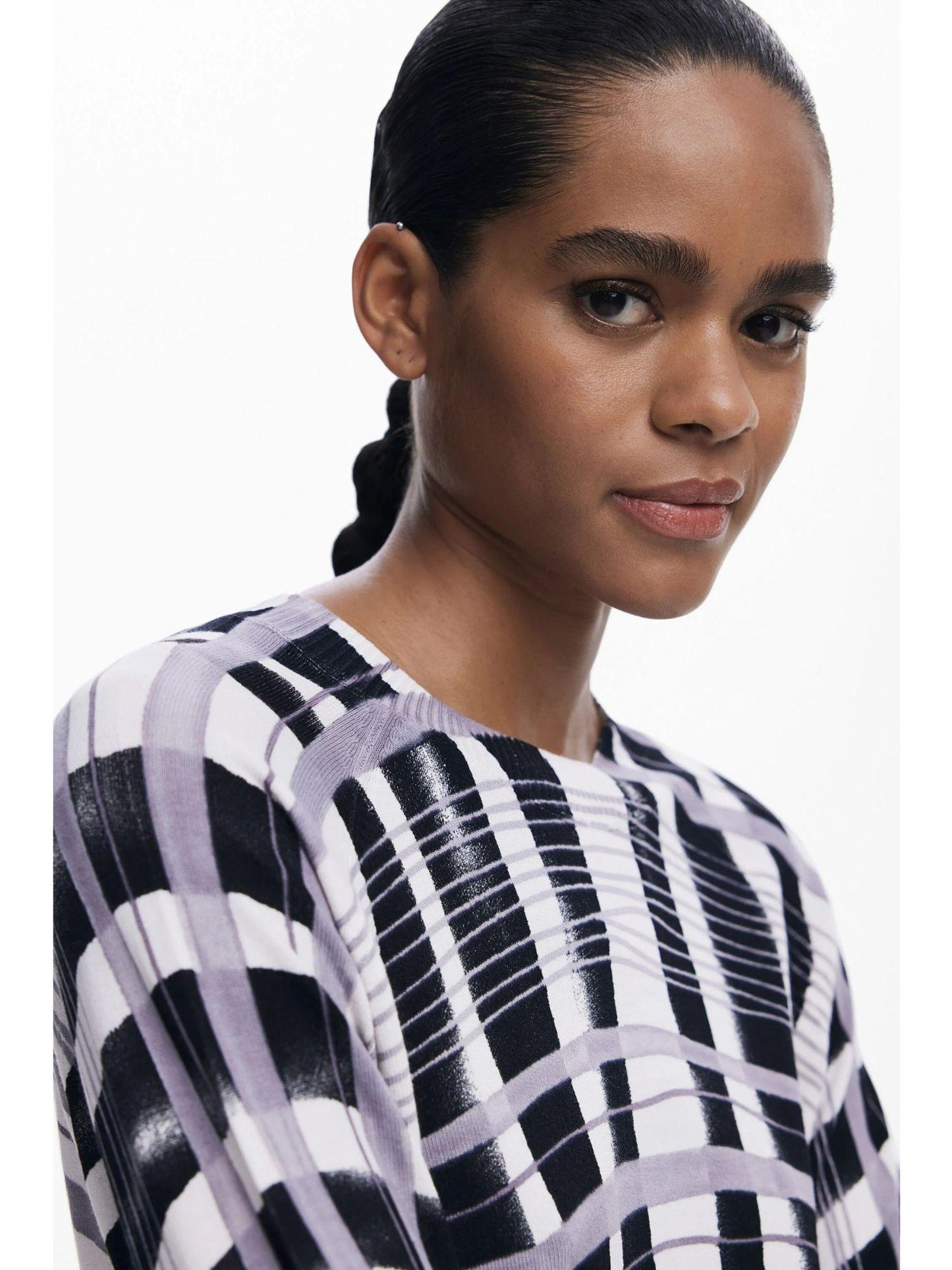 Desigual Maglione a righe mikado Donna Bianco