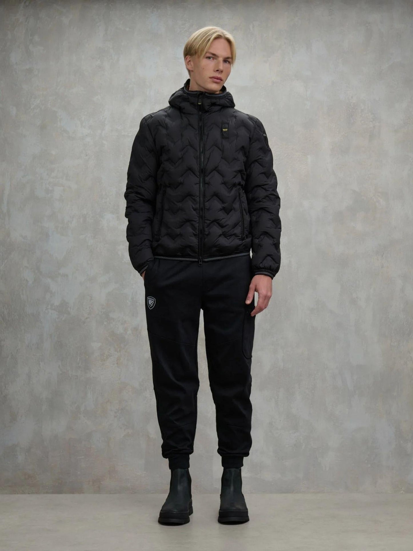 Blauer Piumino Uomo Piery Nero con Interno Tabacco