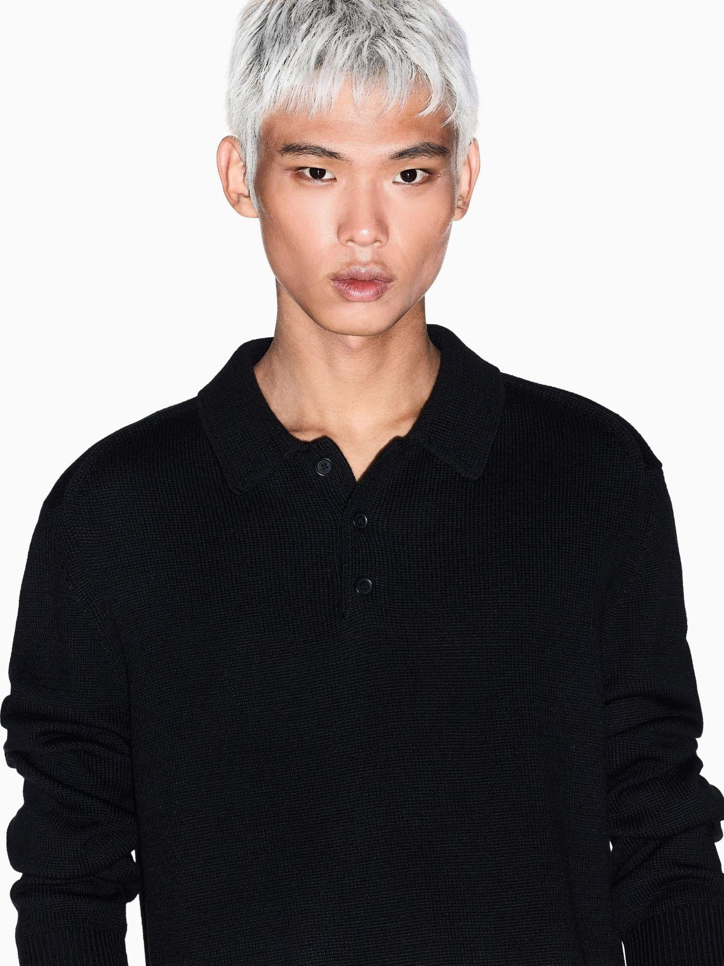 Armani Exchange Polo Uomo in Maglia di Lana e Cotone Nero Elegante