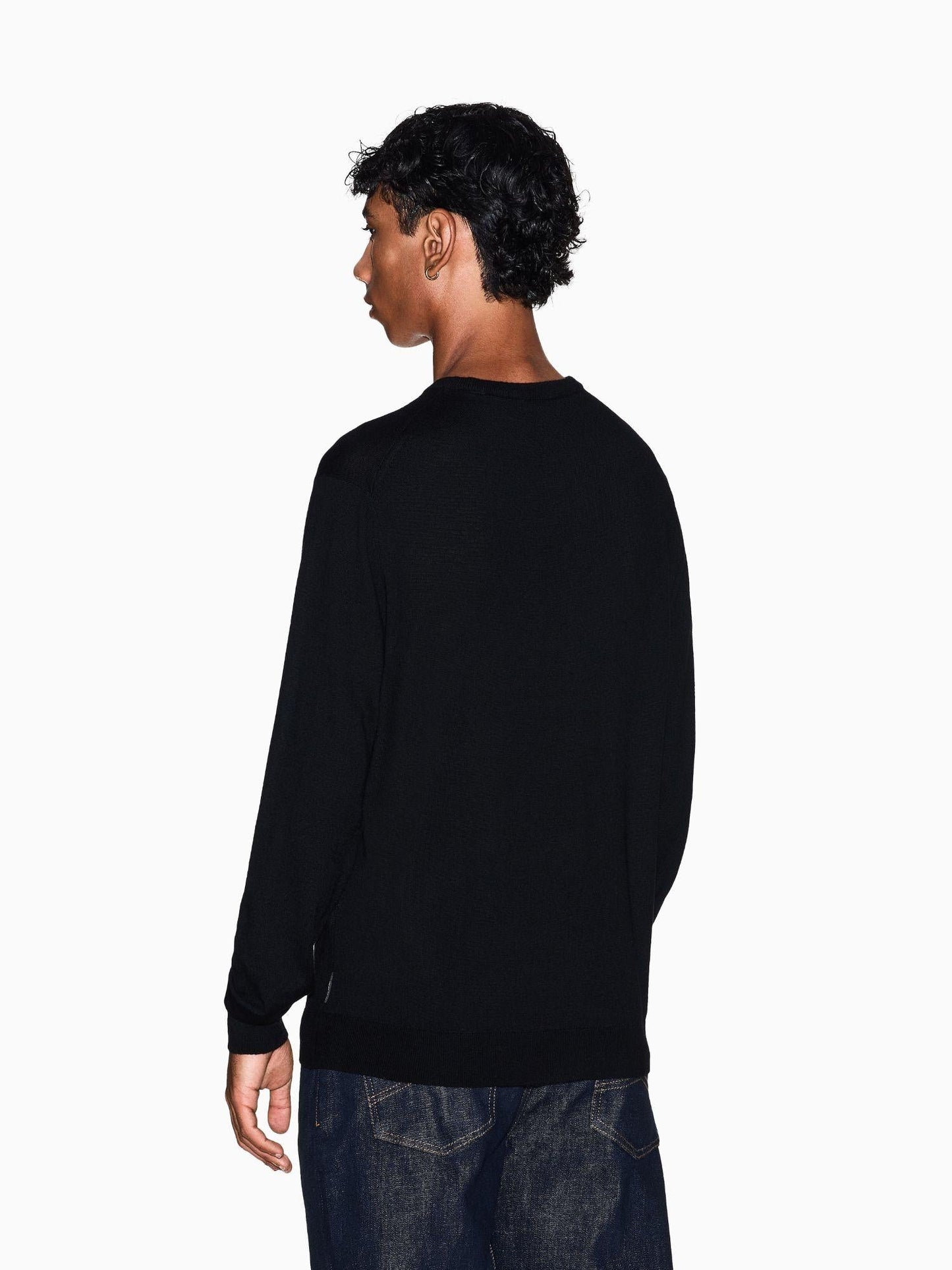 Armani Exchange Maglione Uomo Girocollo In Lana Vergine Nero