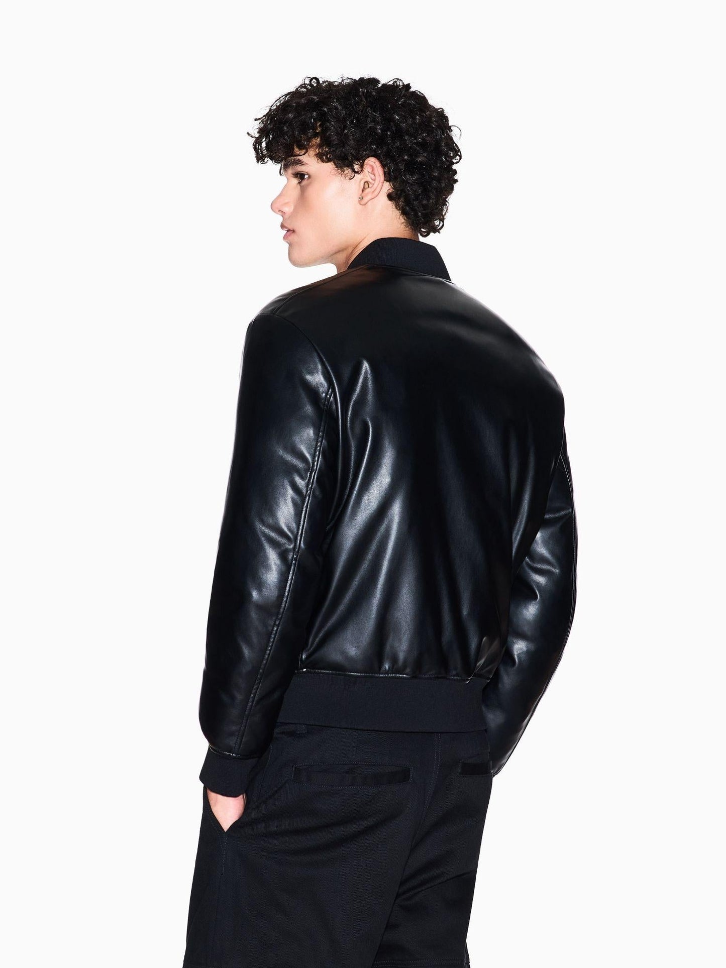 Armani Exchange Giacca Bomber Uomo in Tessuto Lucido Nero