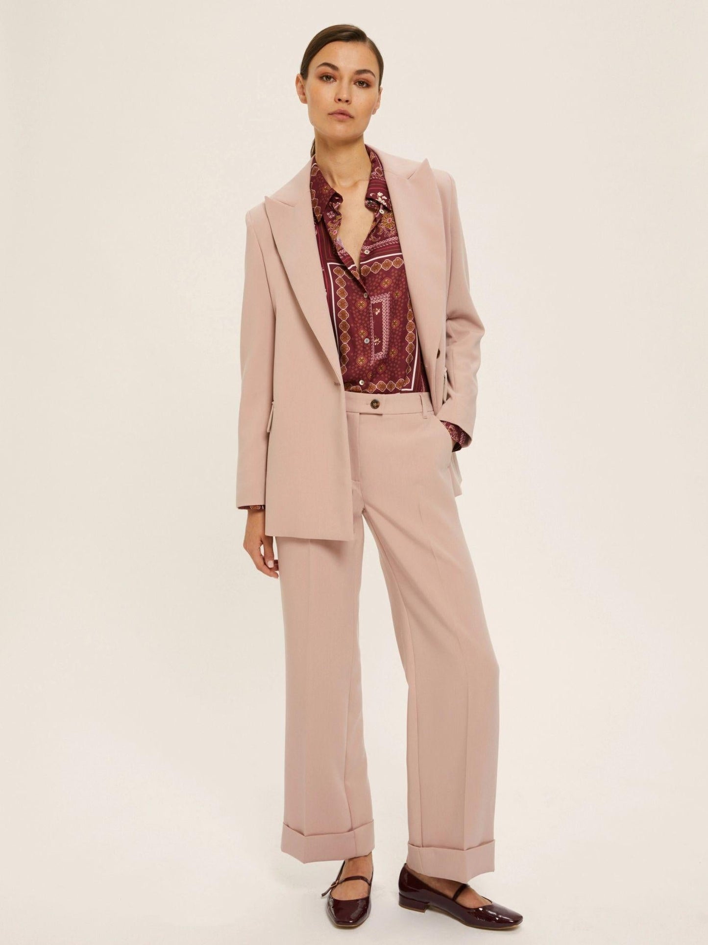 Emme Marella Camicia in twill di viscosa stampata Donna Brunico Bordeaux