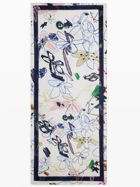 Desigual Foulard rettangolare con tratti Donna Bianco