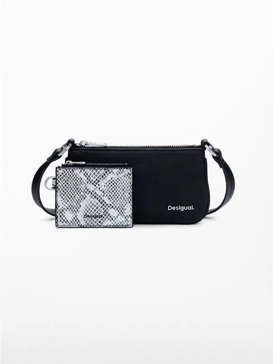 Desigual Portafoglio 2in1 serpente grande Donna Nero