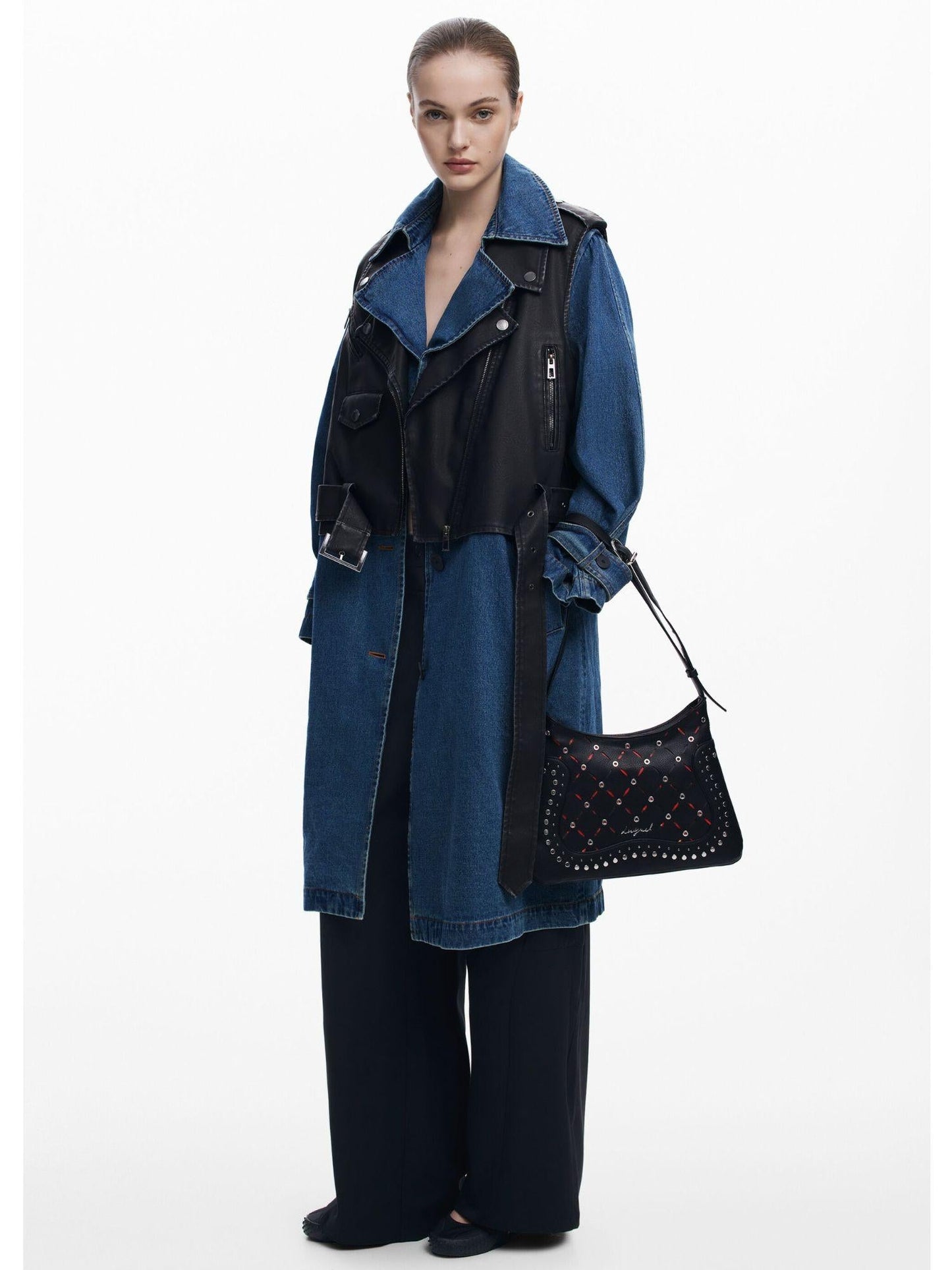 Desigual Borsa piccola effetto pelle traforata Donna Nero