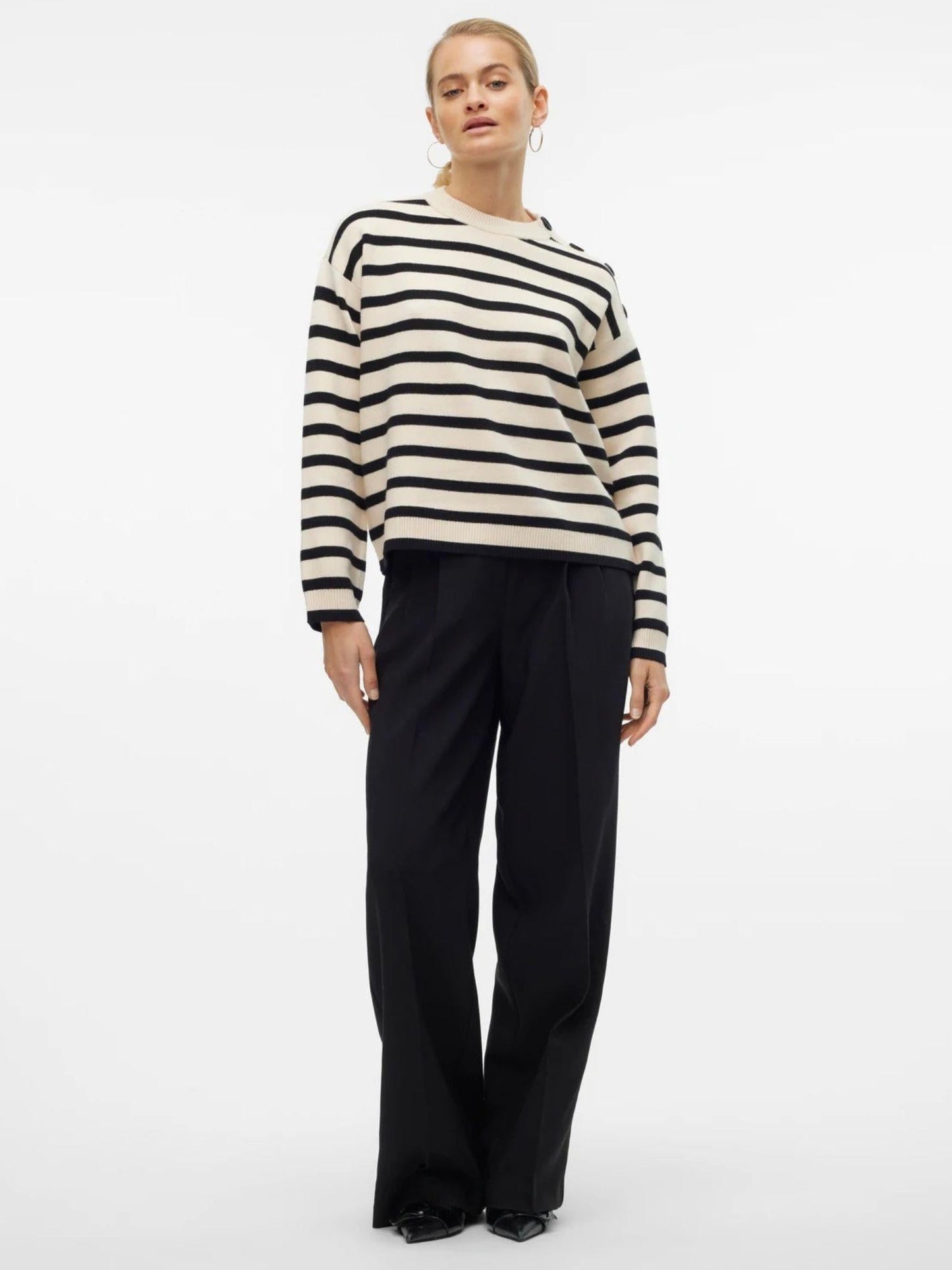 Vero Moda Maglione Donna Saba Bianco Panna E Nero