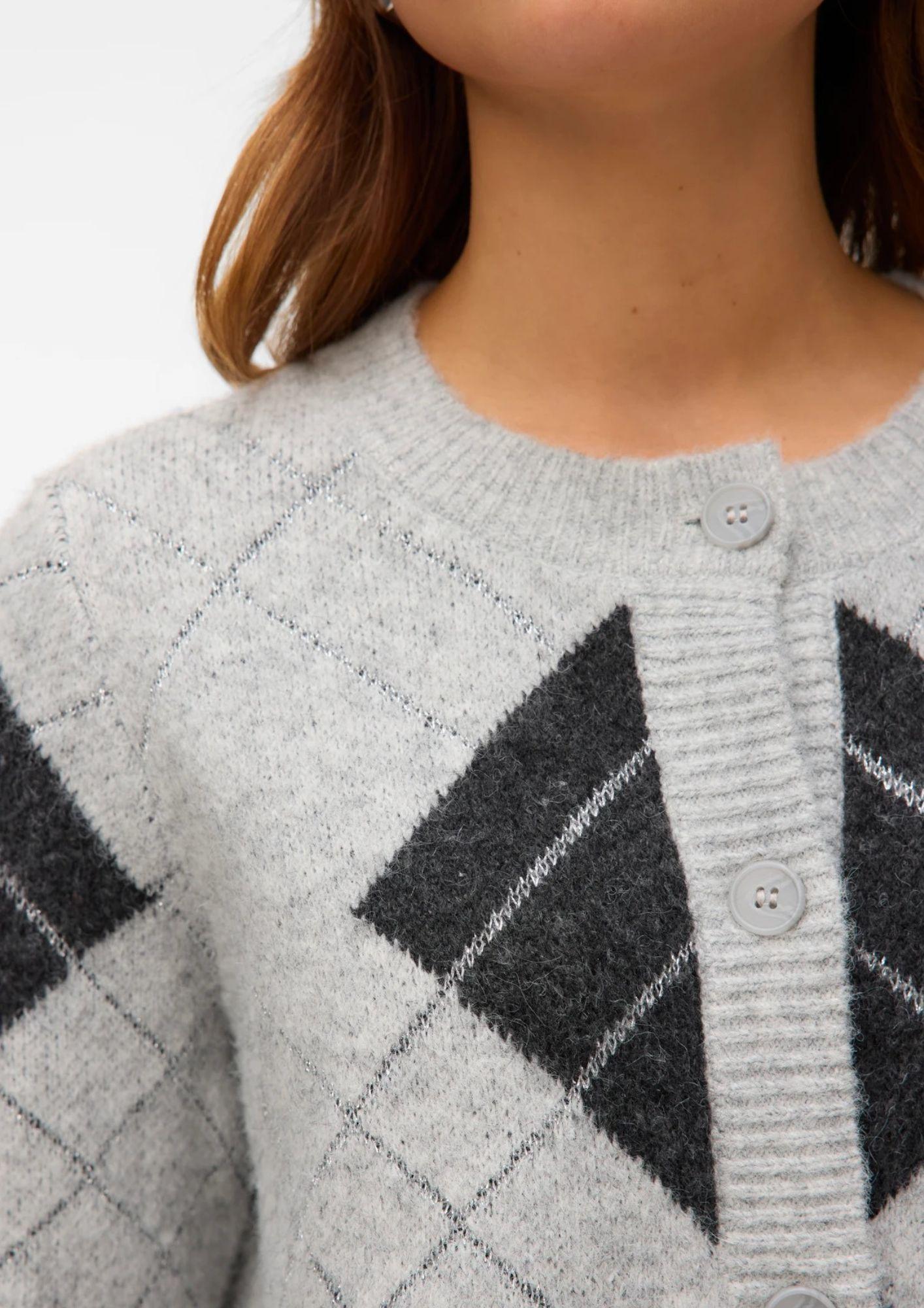 Vero Moda Cardigan Donna Dae Grigio Chiaro Dettaglia Grigio scuro